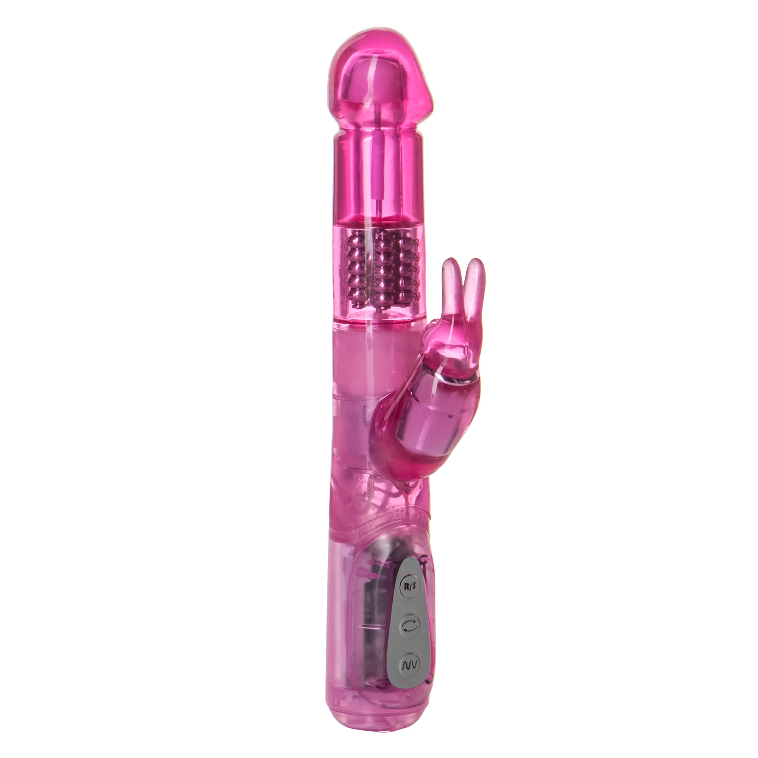 CalExotics 7-Function Jack Rabbit Vibrator with Rotating Shaft - Waterproof G-Spot & Clitoral Stimulator for Couples - Hands-Free Adult Sex Toy in Pink | Perfect for Solo Play & Romantic Nights