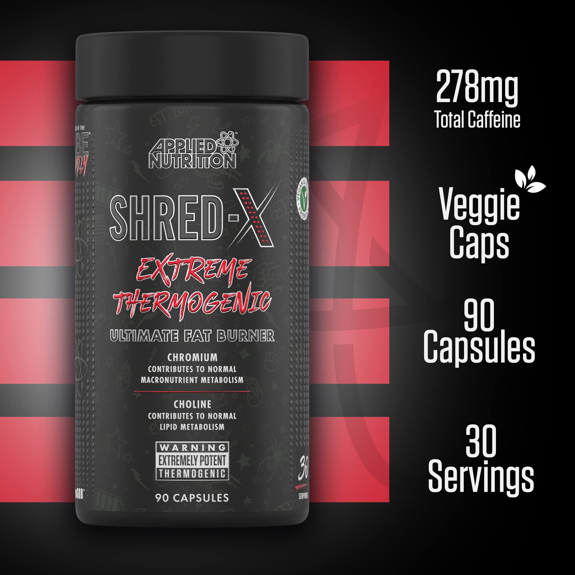 Applied Nutrition Shred X Fat Burner Supplement - 90 Capsules for Weight Loss & Energy Boost | Gym, Workout & Fitness Support