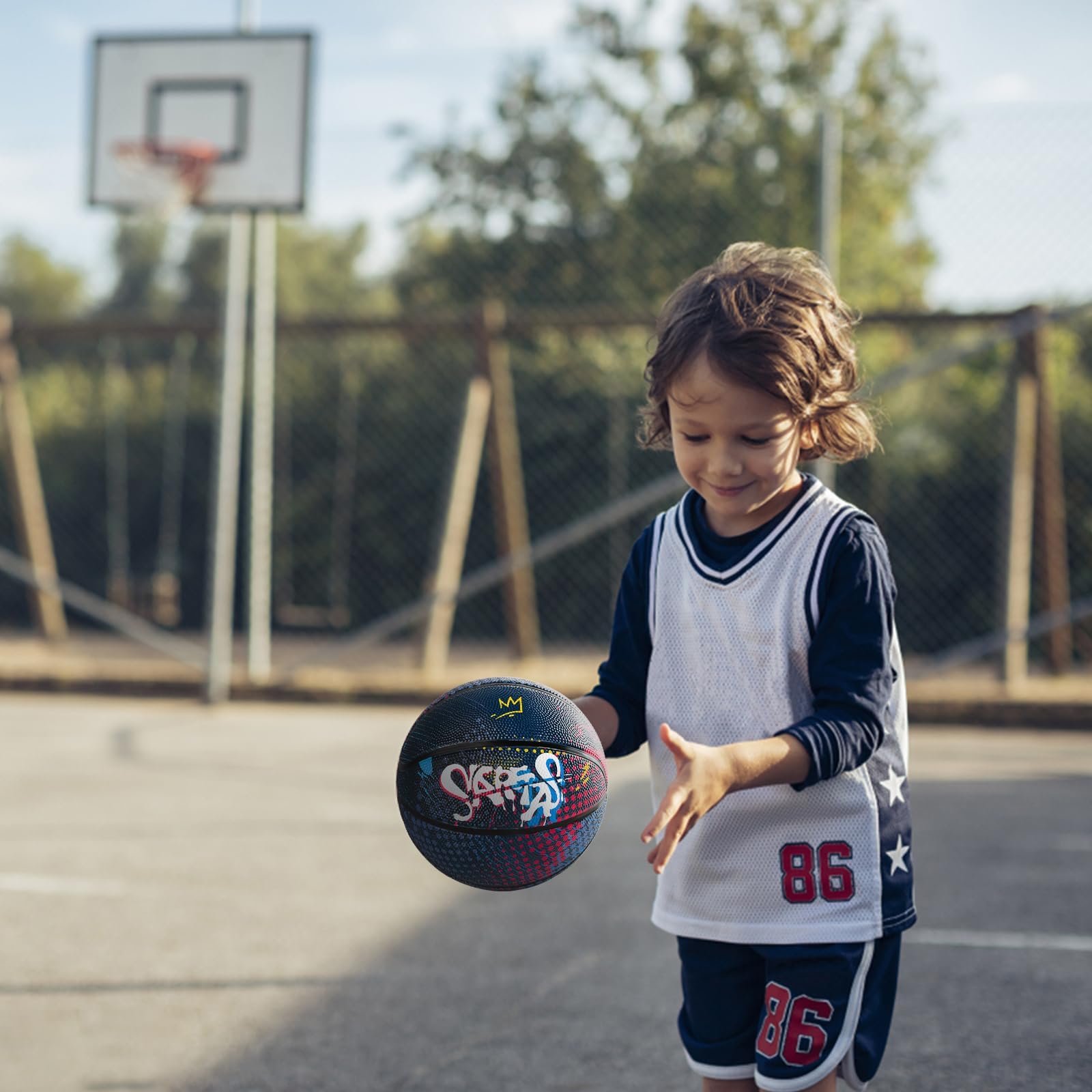 Kids Basketball Size 3 - Indoor/Outdoor Rubber Ball with Pump for Boys & Girls - Perfect for Playground & Backyard Games