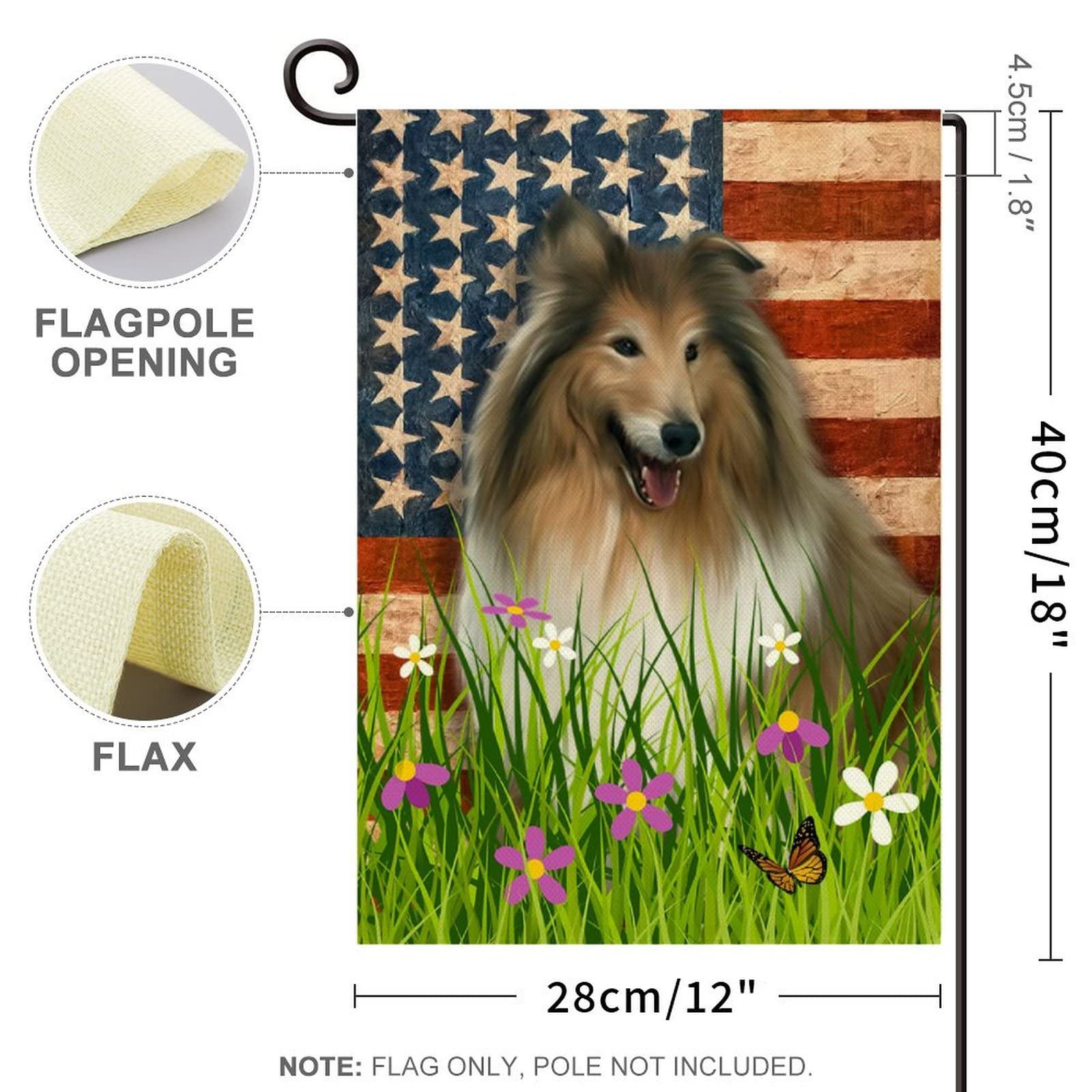 Double-Sided American Flag with Afghan Hound - 12.5x18.5 Inch Burlap Welcome Garden Flag for Yard, Farmhouse & Seasonal Outdoor Decor | Perfect for Holidays, Patriotic Events & Dog Lover Gifts
