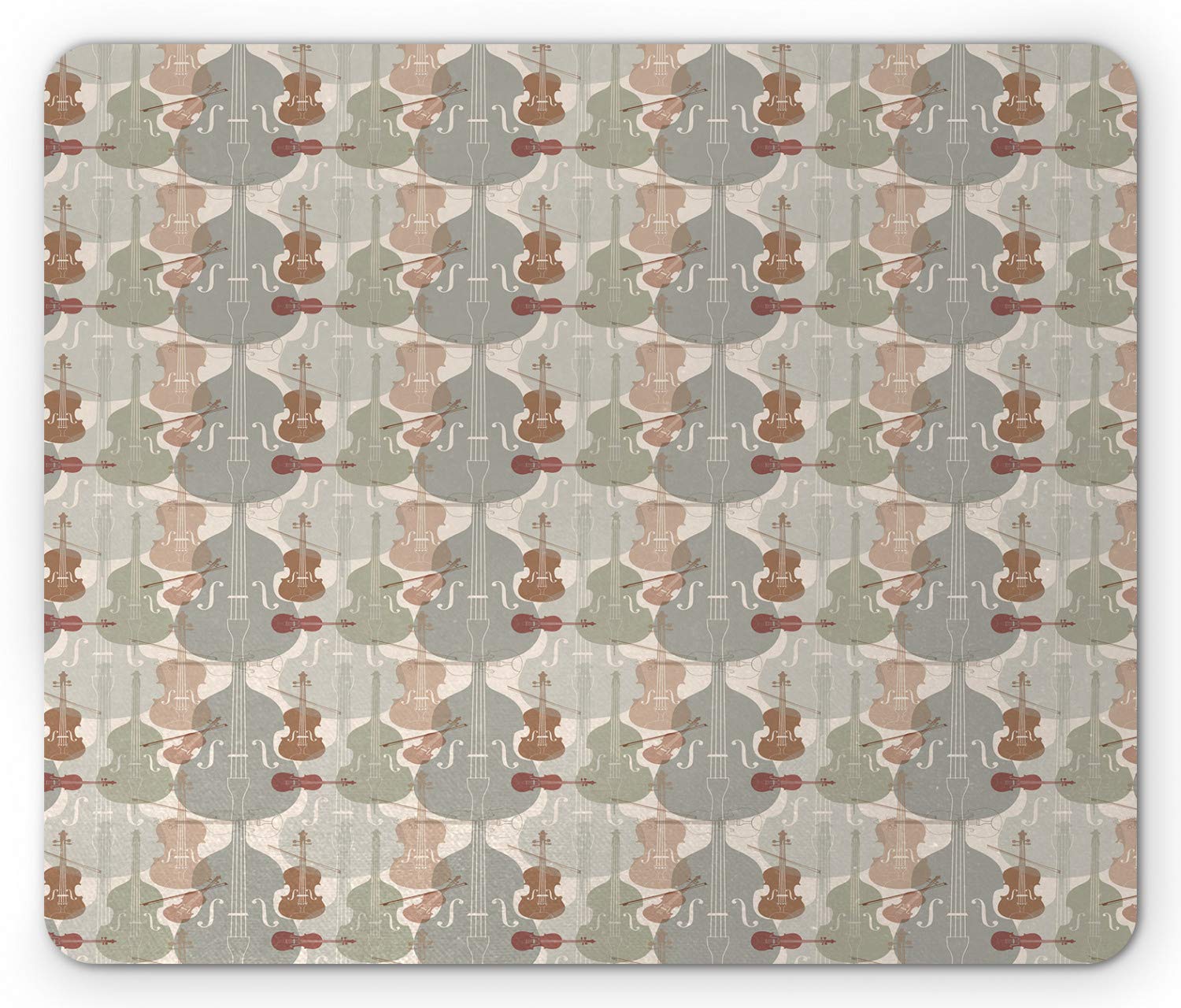 Ambesonne Music Themed Mouse Pad - Classical Instruments String Quartet Violins Baroque Sonata Design, Non-Slip Rubber Base, Standard Size Rectangle Mousepad in Reseda Green & Warm Taupe - Perfect for Office, Gaming & Home Computer Use