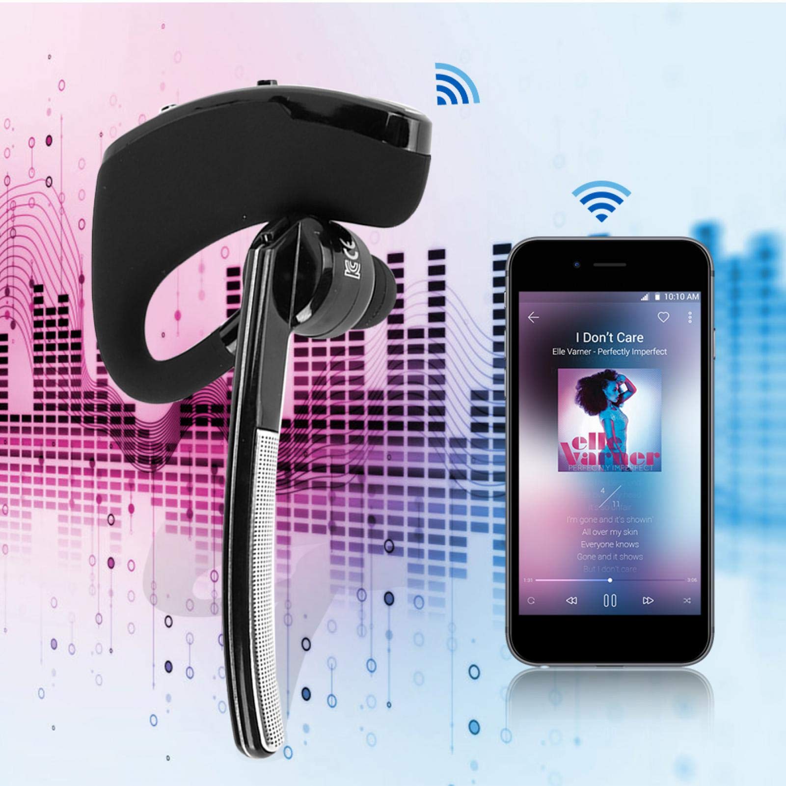 Ciciglow V8 Single-Ear Bluetooth Headset - Wireless Business Headphone with Smart Noise Cancellation, Voice-Activated Mic & Stereo Sound - Perfect for Work Calls, Driving, Office Meetings & Remote Work