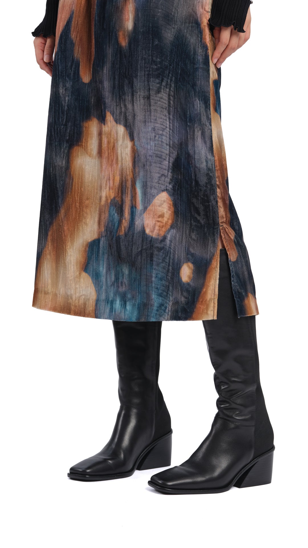 Women's Knee-Length Paneled Leather Boots - Stylish & Comfortable for Fall & Winter Fashion, Outdoor Walking & Casual Wear