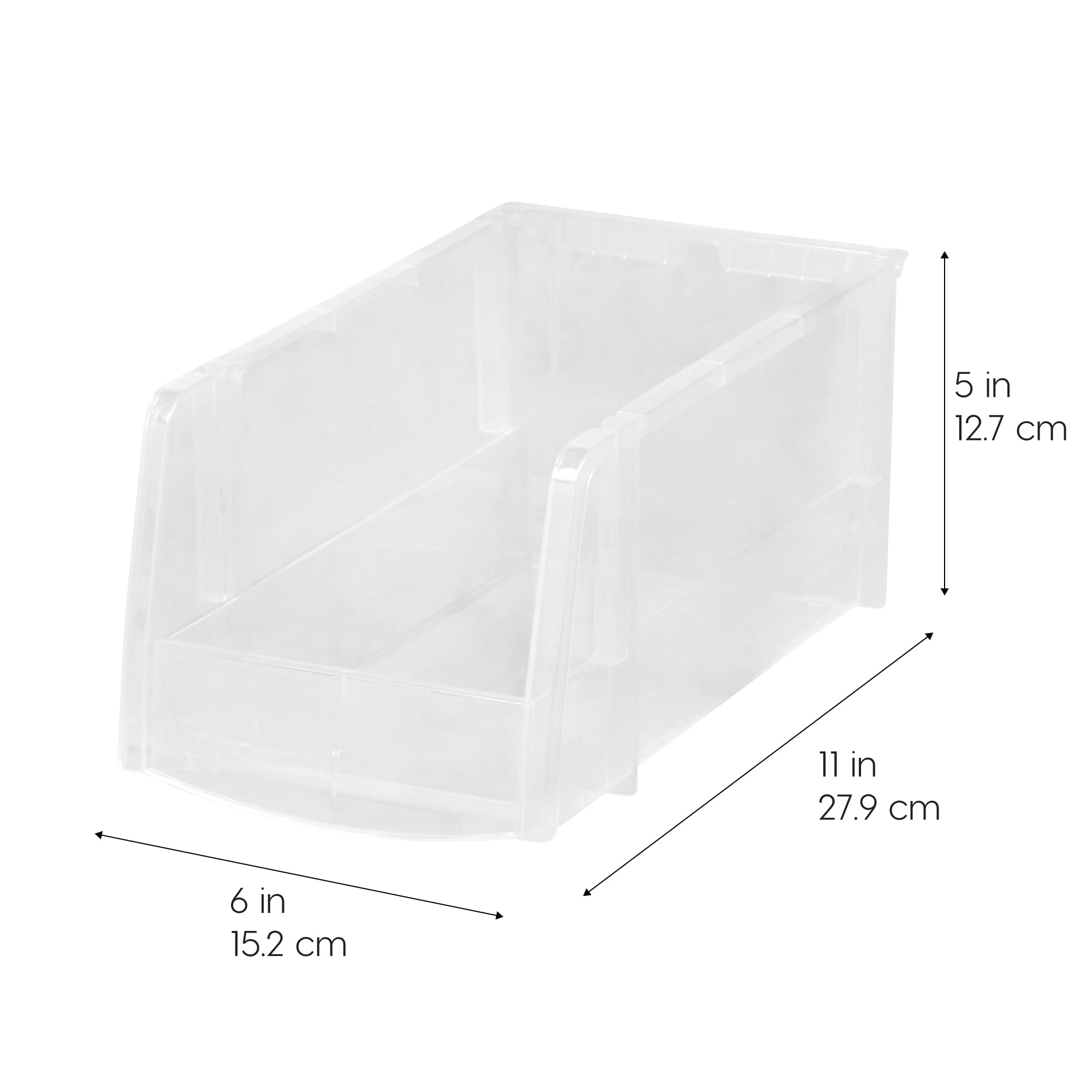 IRIS USA Clear Plastic Stackable Storage Bins - 4 Pack Medium Open Front Organizer Baskets for Kitchen, Pantry, Fridge, Bathroom & Office | Perfect for Snacks, Cans, Coffee Pods & Supplies | Space-Saving Home & Office Organization Solution