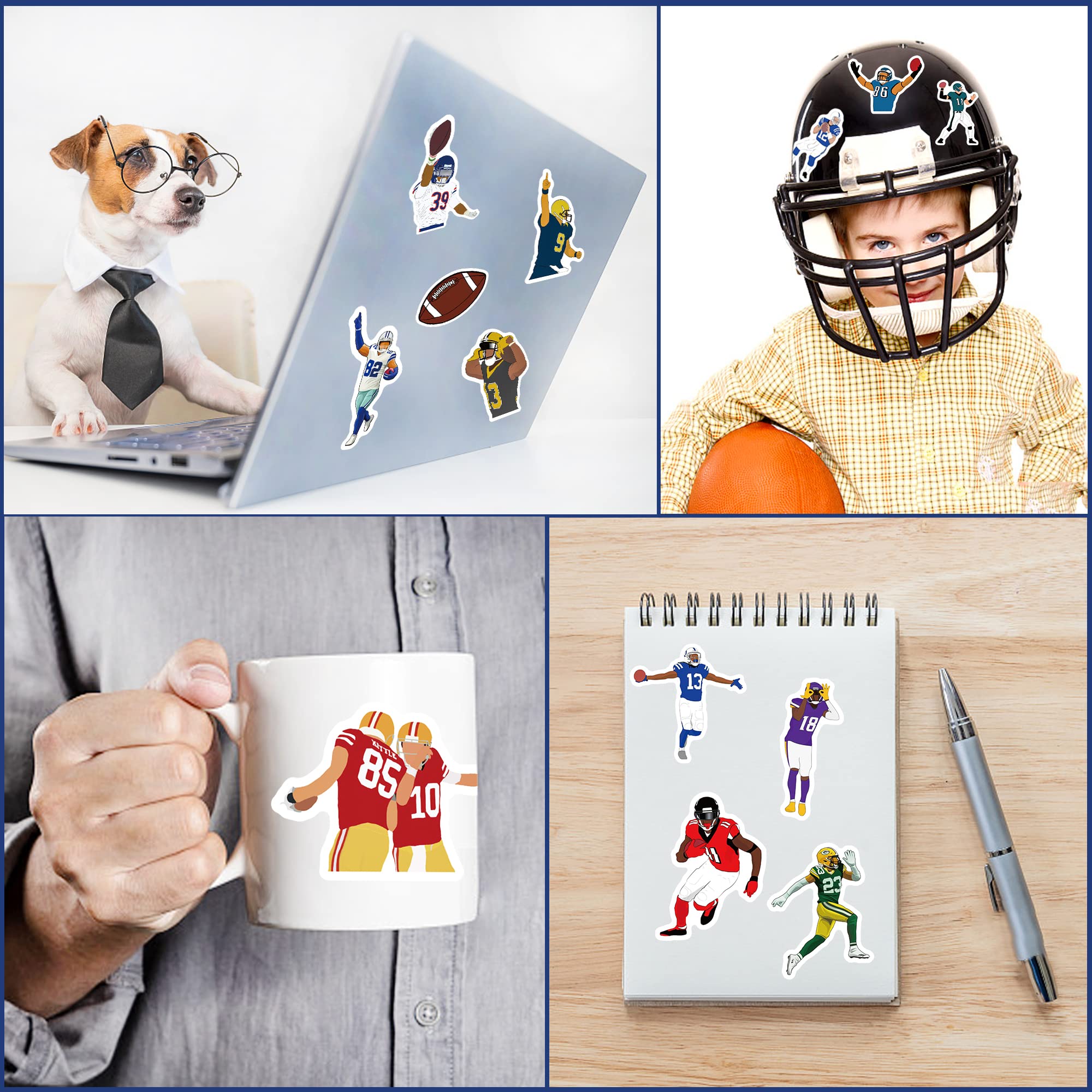 Waterproof Vinyl Stickers Pack - Football, Water Bottle & Laptop Decals for Kids, Boys, Girls & Teens | Perfect for School Supplies, Sports Gear & Tech Accessories