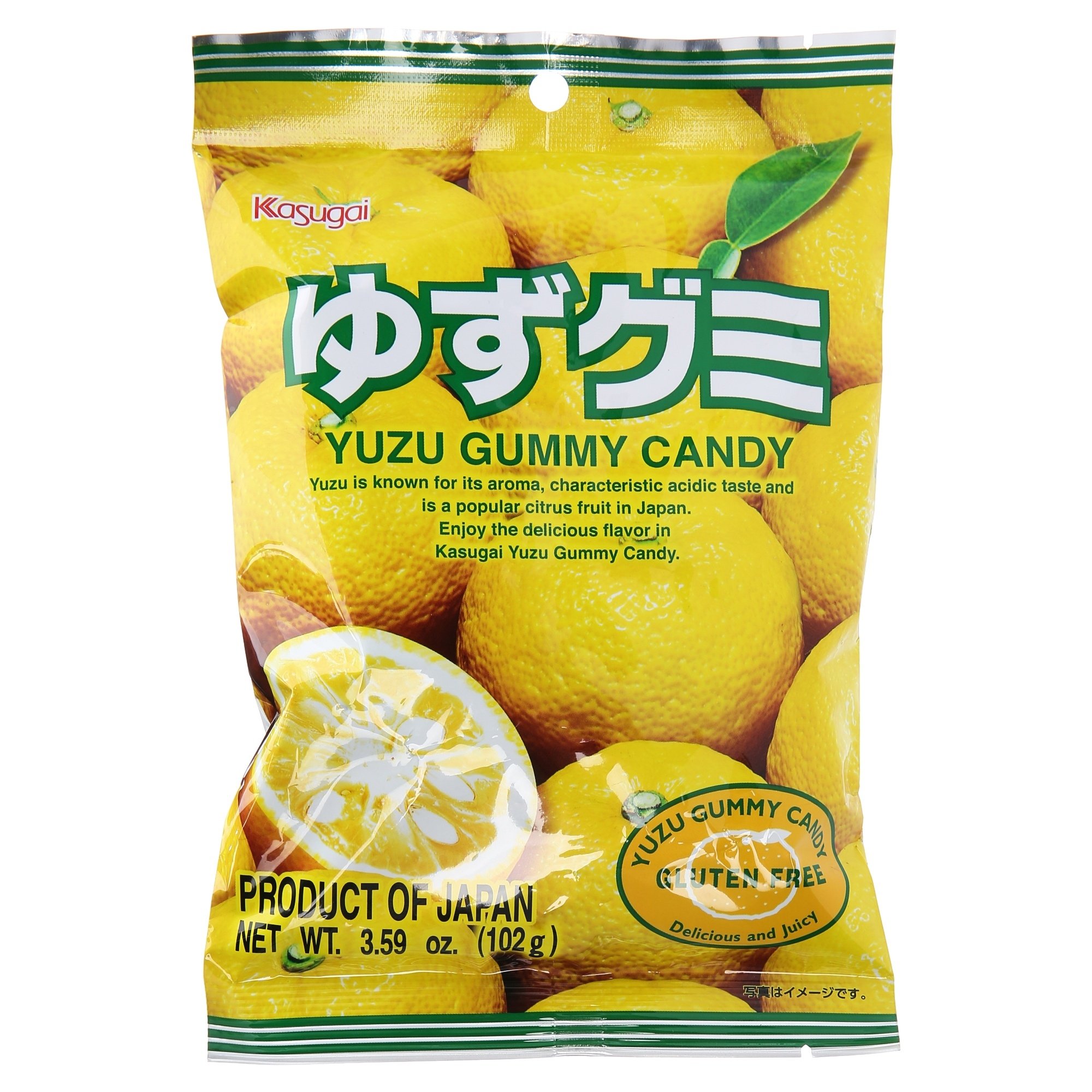 Kasugai Yuzu Gummy Candy 3.59oz (102g) - Japanese Citrus Flavored Soft Chewy Candy - Perfect for Snacking, Parties & Gifts