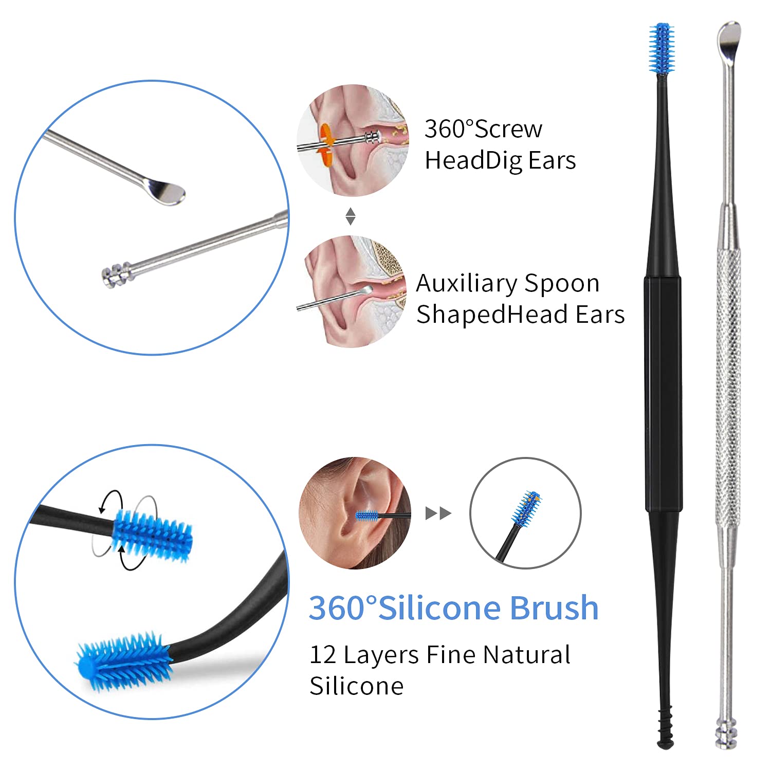 Electric Ear Wax Removal Kit - 5-Level Adjustable Suction USB Rechargeable Ear Vacuum Cleaner for Adults & Kids | Safe Earwax Removal Tool for Home Use, Travel & Daily Hygiene Care