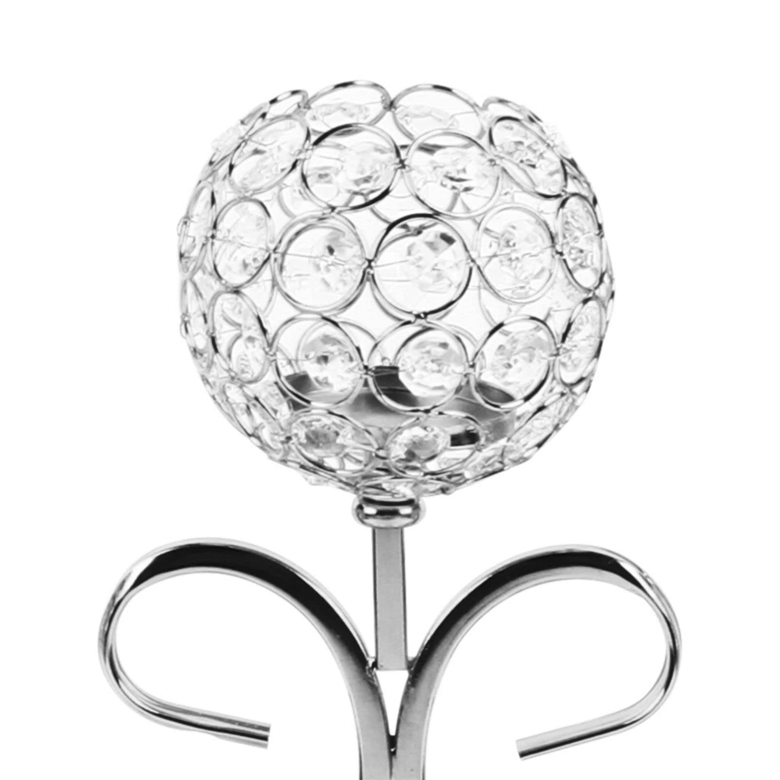 5-Head Crystal Silver Candle Holders - Elegant Candelabra for Wedding Centerpieces, Banquet Table Decor & Romantic Candlelight Dinners - Perfect for Wedding Venues, Anniversary Celebrations & Home Decor (Silver)