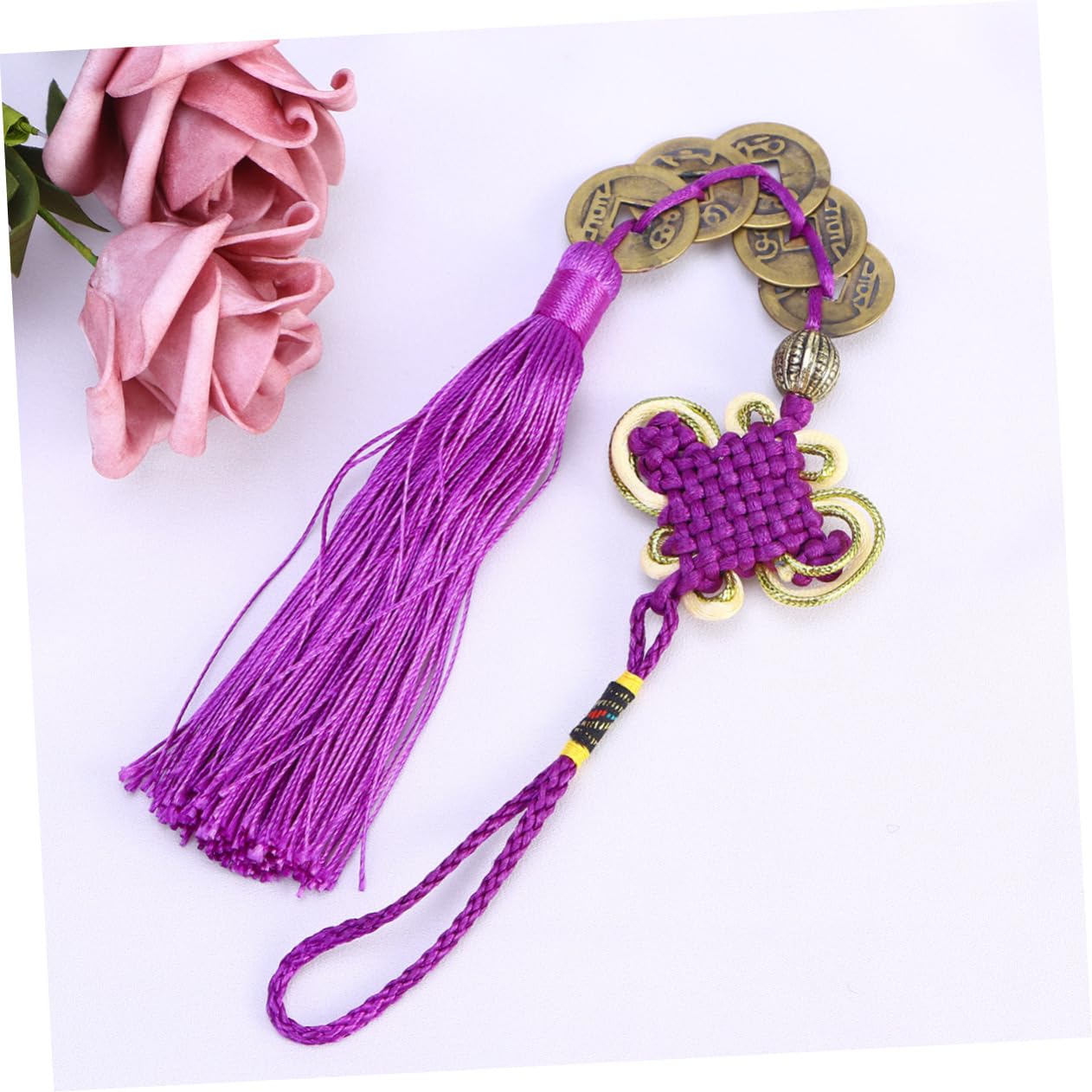 LIFKOME Chinese Money Car Pendant - Feng Shui Copper Coin Hanging Ornament for Good Luck, Wealth & Prosperity | Car Decor Accessory for Home, Office & Travel Protection