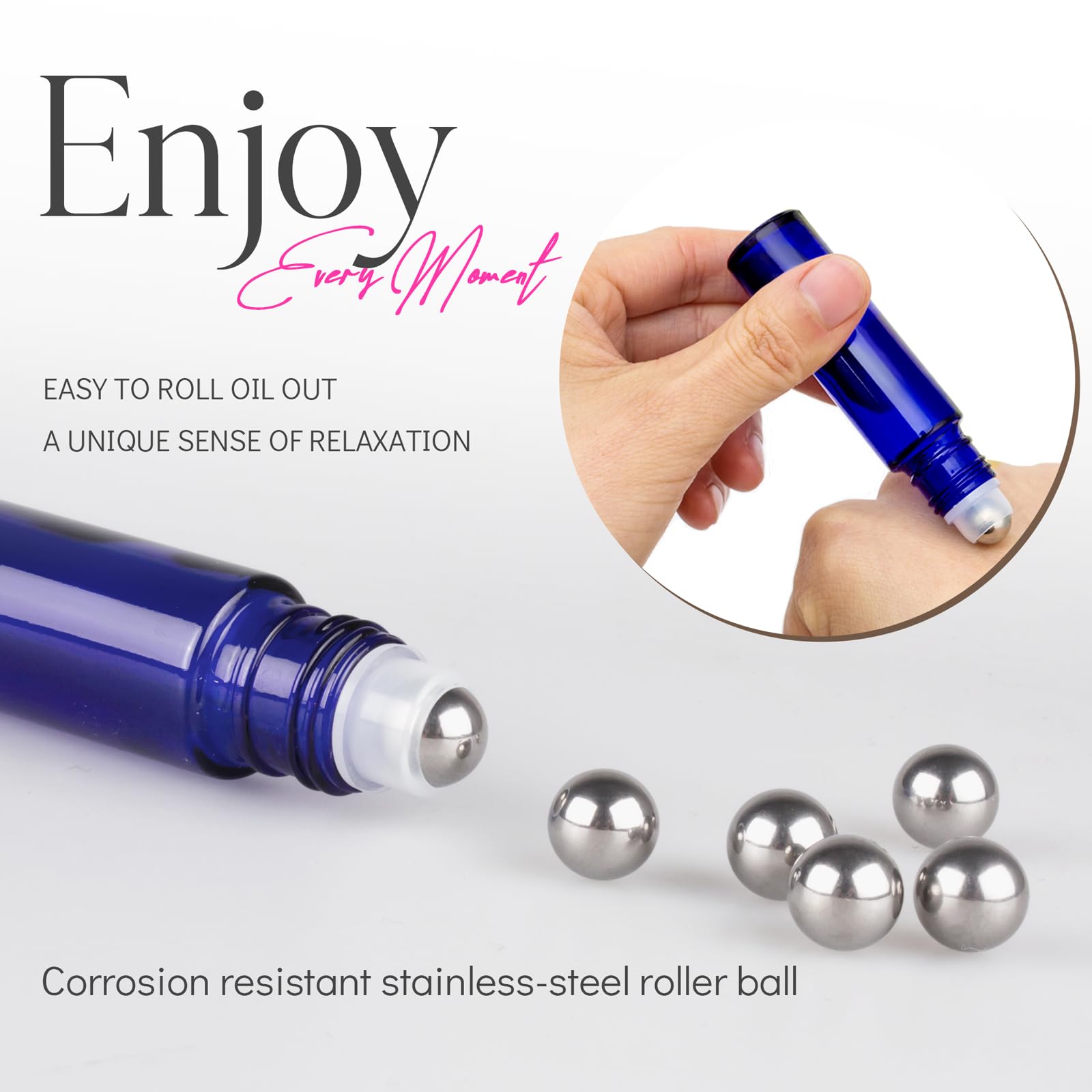 ZEJIA 12 Pack 10ml Essential Oil Roller Bottles - Cobalt Blue Thick Glass Roller Bottles with Stainless Steel Balls & 2 Droppers - Perfect for Aromatherapy, DIY Blends & Travel Size Essential Oil Storage