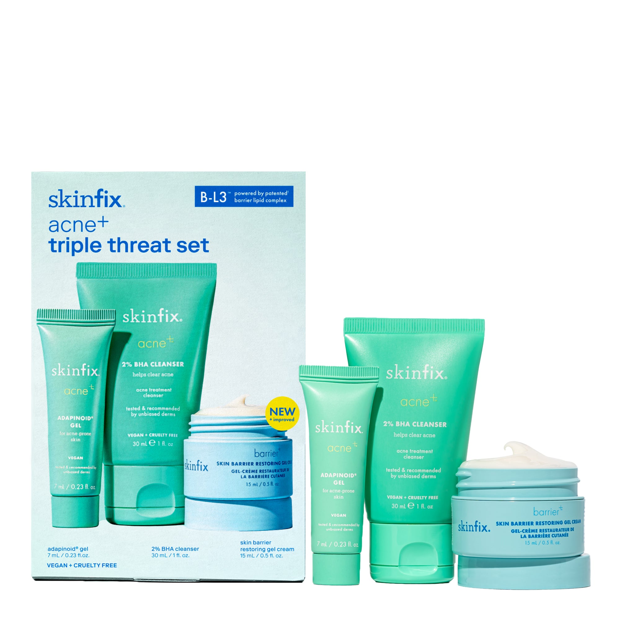 Acne+ Triple Threat Set - Acne Treatment Kit for Clear Skin | Best for Teen & Adult Acne Care | Use for Daily Skincare Routine & Breakout Control
