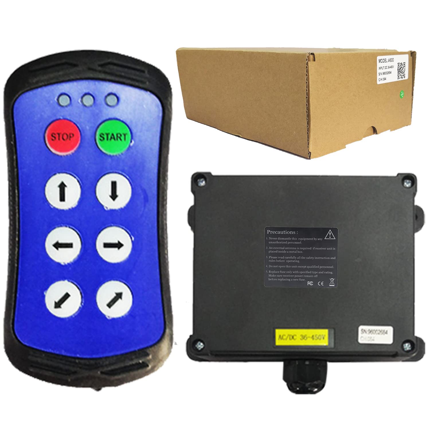 Wireless Crane Remote Control - A600 12V Electric Chain Hoist Transmitter & Receiver with 6-Button Truck Tailgate Switch | for Construction, Warehouse Lifting, and Industrial Material Handling