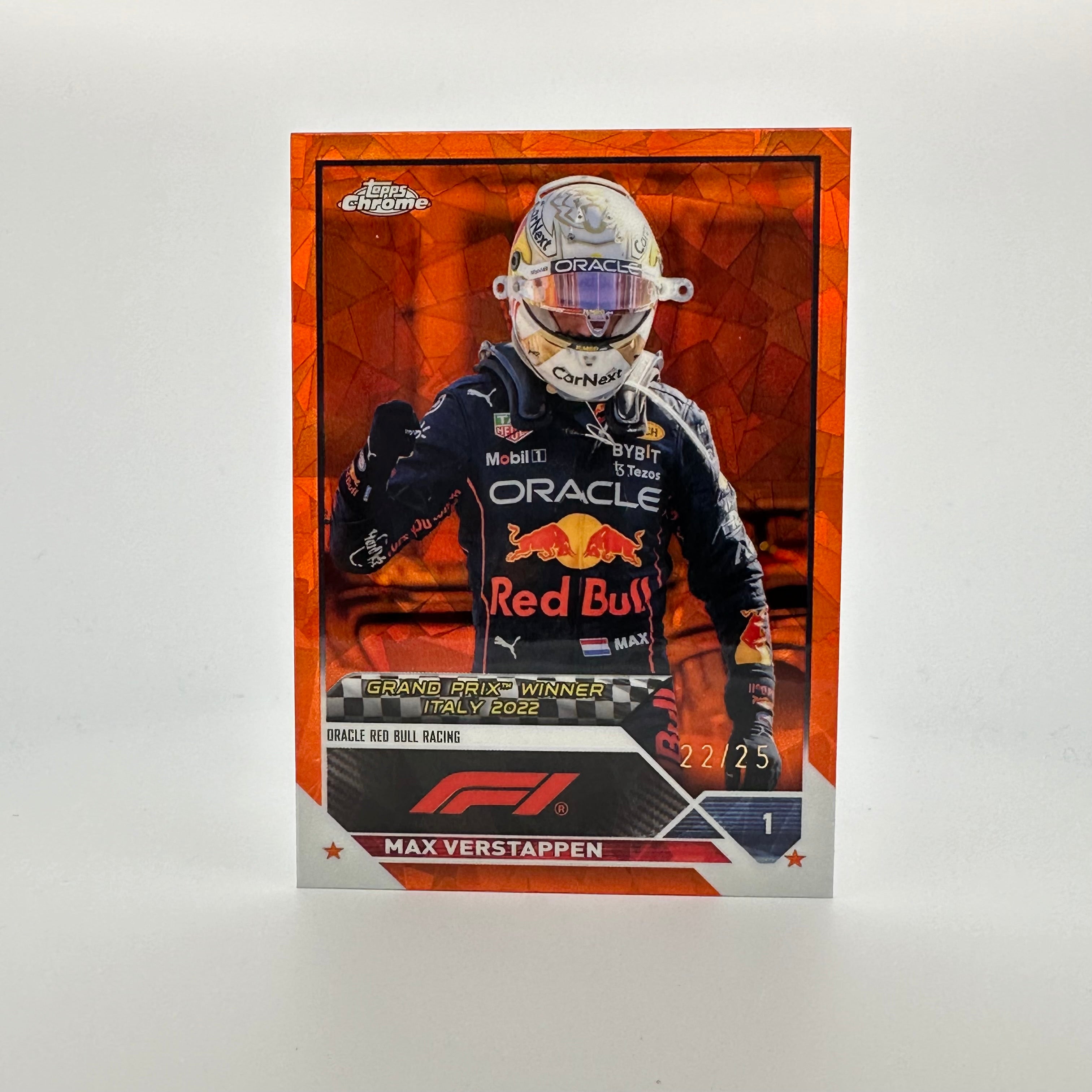 2023 Topps Chrome Sapphire Max Verstappen #159 Orange Parallel 22/25 - Rare F1 Racing Card for Collectors & Sports Memorabilia Enthusiasts