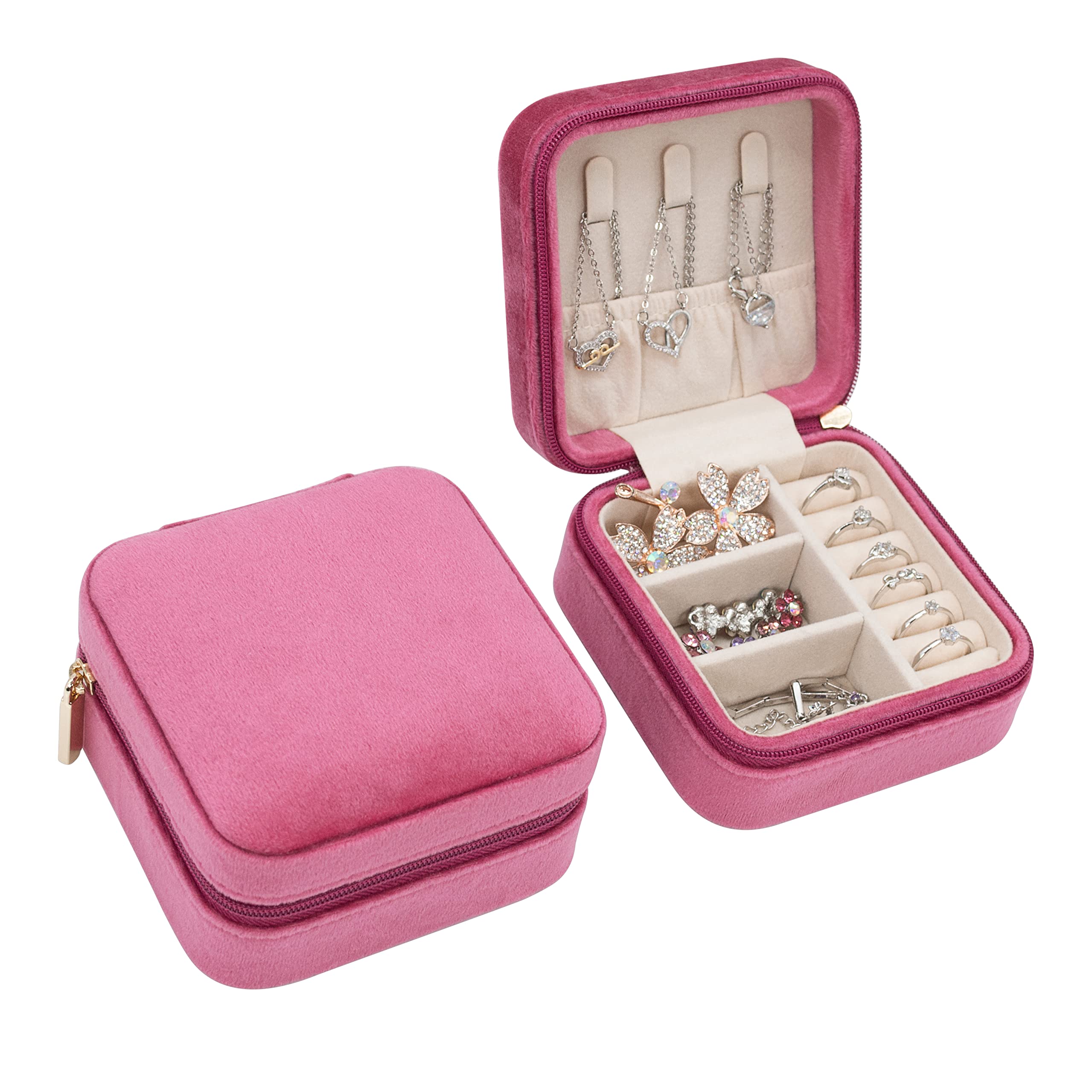 Luxury Italian Velvet Personalized Jewelry Box for Women - Travel Jewelry Organizer with Ring Holder & Name/Initials Engraving - Perfect Gift for Girls, Brides & Party Favors (Great for Travel, Home Storage & Special Occasions)