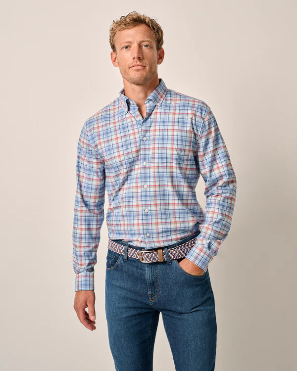 Johnnie O Multi-Color Plaid Long Sleeve Shirt for Men - Casual & Comfortable Button-Up for Outdoor Activities, Work, and Everyday Wear