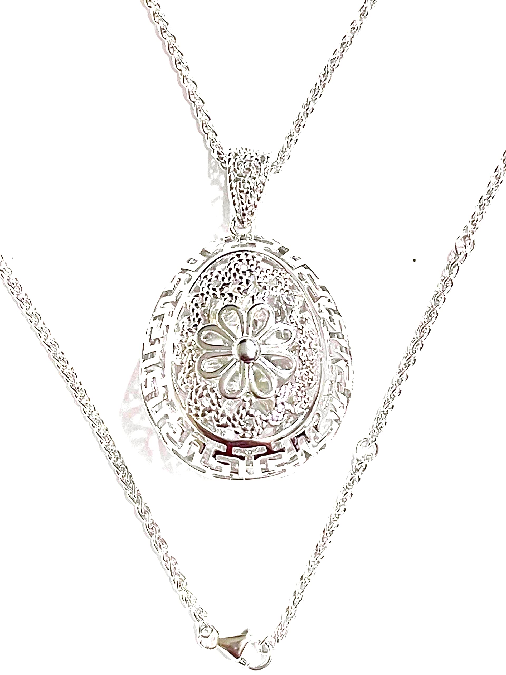 3 Carat Diamond Romanov Jewelry Russian Egg Necklace - 925 Sterling Silver Easter Egg Pendant (1.6