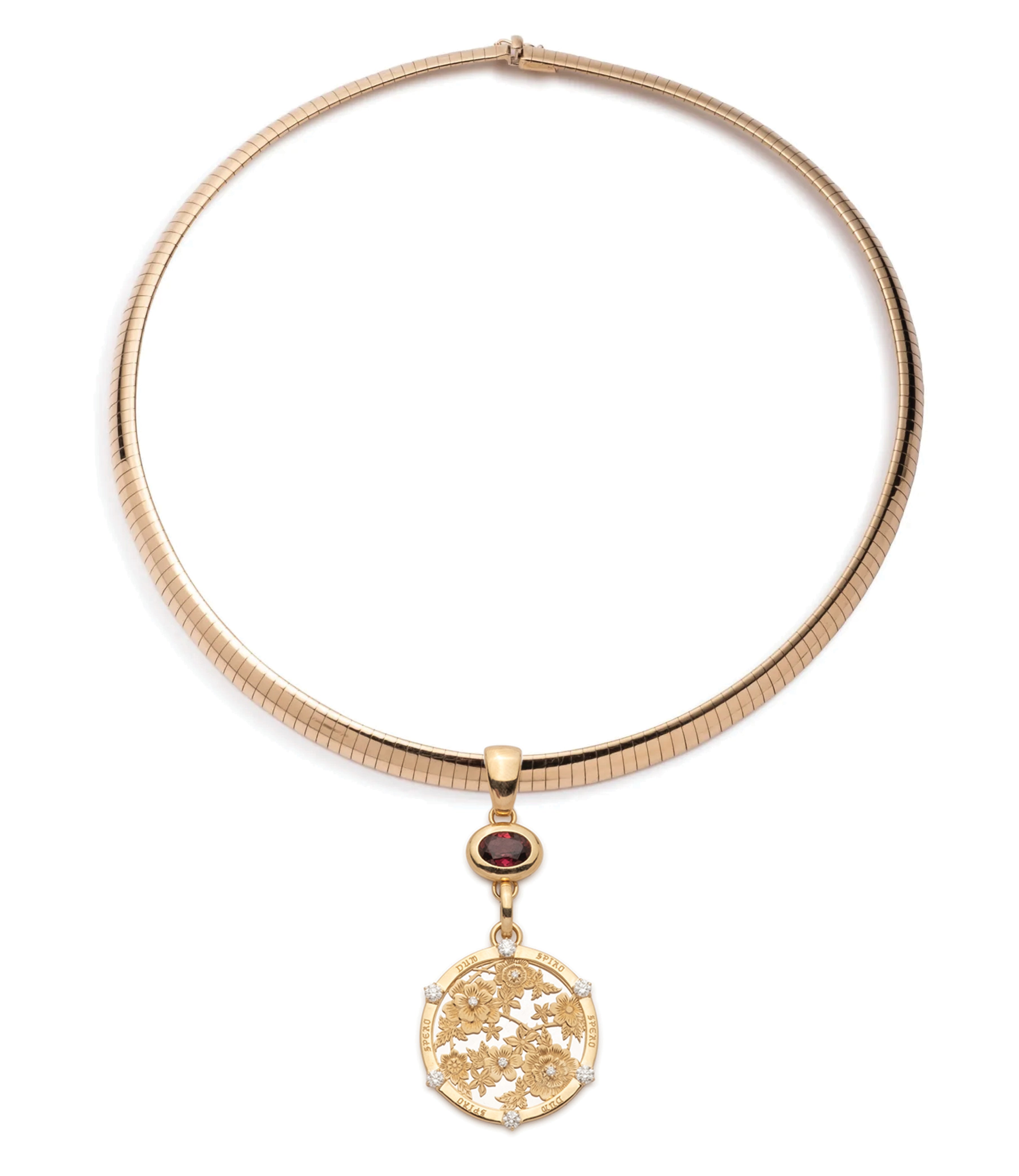 1.64ct Unique Rhodolite Garnet Elegant Resilience Collar Necklace in 14K Yellow Gold - Perfect for Evening Wear, Weddings & Special Occasions