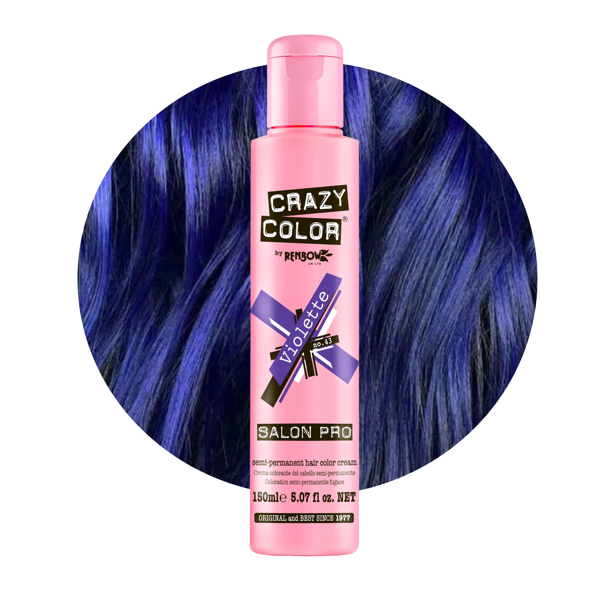 Crazy Color Salon Pro Semi-Permanent Hair Dye - 43 Violette for Women (5.07 oz) | Vibrant Long-Lasting Color for Creative Styling & Bold Looks