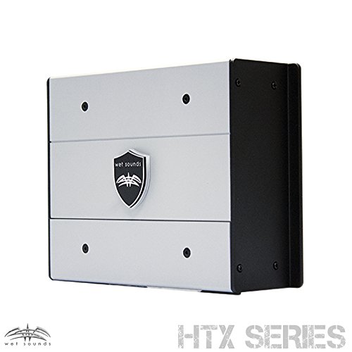 Wet Sounds ICON8W-FMINI 8 Inch White Marine Tower Speakers with Mini Stainless Steel Fixed Clamps & HTX2 Amplifier - Perfect for Boat, Wakeboard Tower, and Outdoor Water Sports Audio System