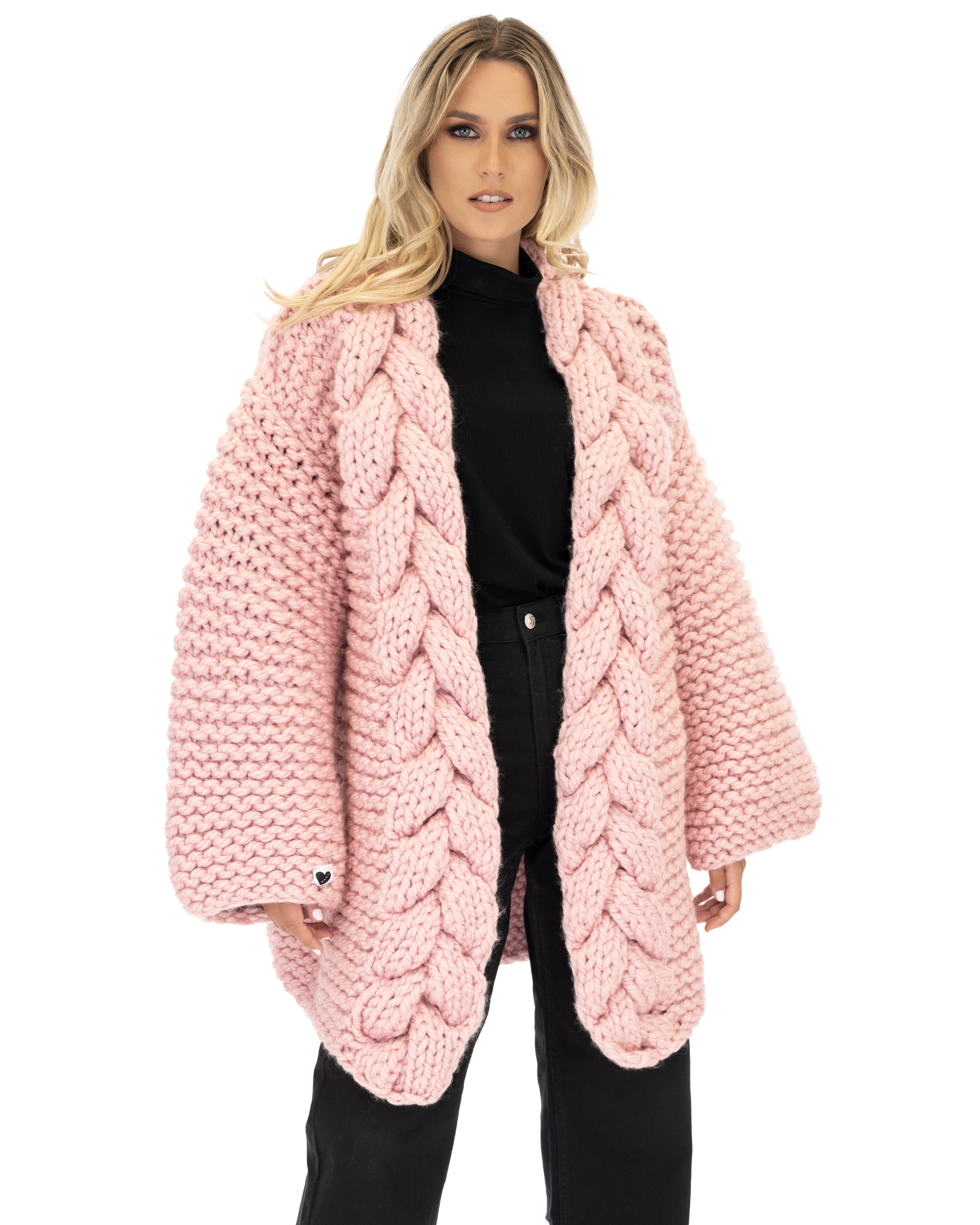 Women's Cable Knit Coat - Soft Wool Winter Jacket for Ladies - Perfect for Cold Weather, Office Wear & Casual Outfits