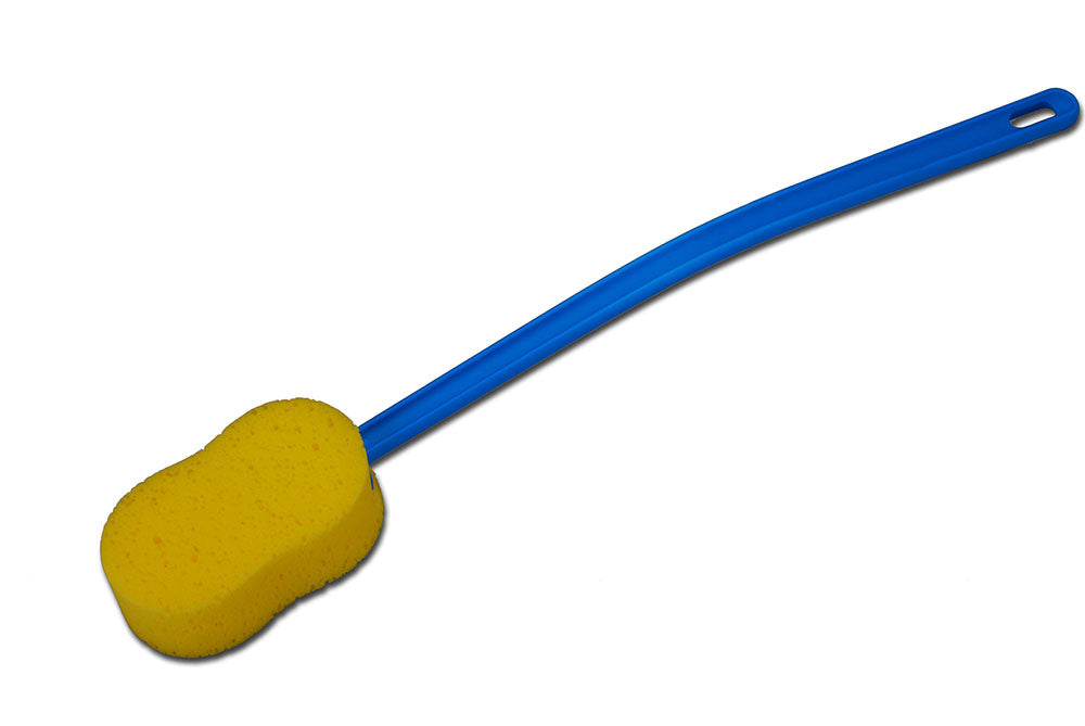 Long Handle Bath Sponge for Adults - Extra Soft Exfoliating Shower Loofah with Comfort Grip - Perfect for Back Washing, Elderly & Limited Mobility Use