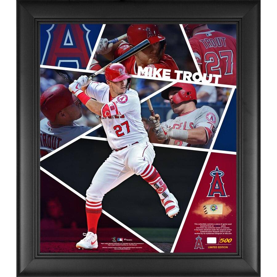 Mike Trout Los Angeles Angels Fanatics Authentic Framed 15x17 Impact Player Collage with Game-Used Baseball - Limited Edition of 500 - Perfect for Baseball Fans, Sports Memorabilia Collectors & Home Office Decor