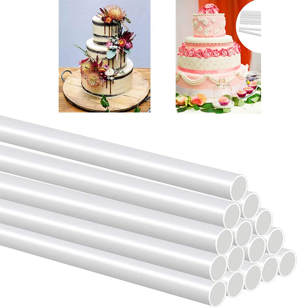 50 Pcs White Plastic Cake Dowel Rods for Tiered Cake Construction - 0.4 Inch Diameter, 9.5 Inch Length - Sturdy Cake Stacking Support for Wedding Cakes, Birthday Cakes, and Special Occasion Desserts