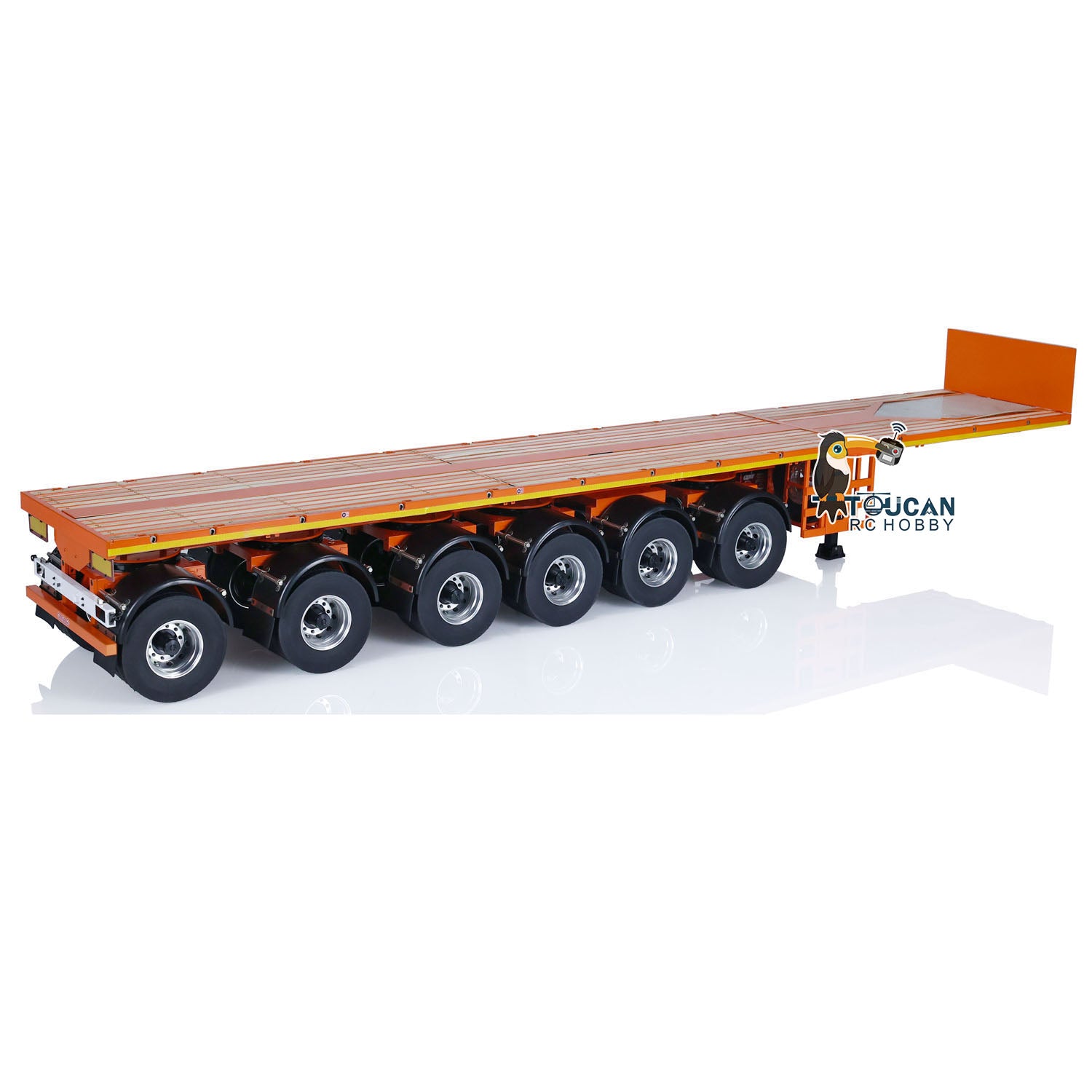 NOOXION 1/14 Scale 6 Axle Heavy Duty Metal Flatbed Trailer for RC Tractor Trucks & Electric Cars - DIY Hobby Model Accessory - Perfect for Off-Road Hauling, Construction Play & RC Enthusiasts