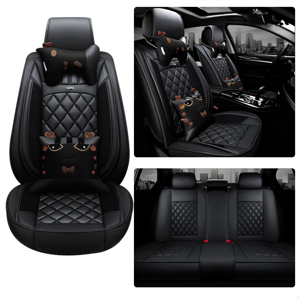 Universal PU Leather Car Seat Covers - Waterproof, Airbag Compatible Full Set for VW Beetle, Polo, T-Cross, Tiguan, Touran | All-Season Protection & Comfort | Perfect for Daily Commute & Road Trips