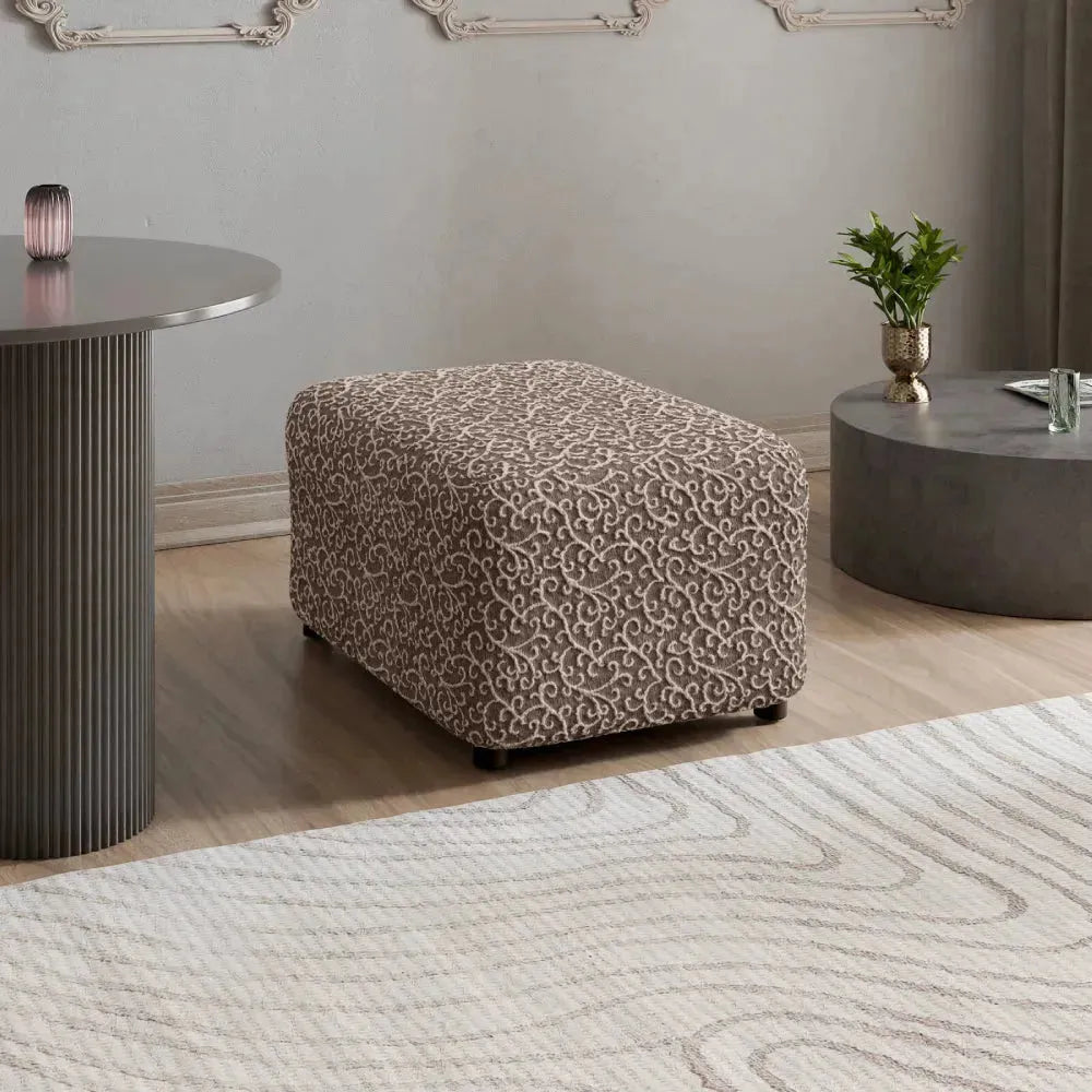 Medium Ottoman Slipcover - Jacquard 3D Collection | Stylish Furniture Cover for Living Room, Bedroom & Office Decor