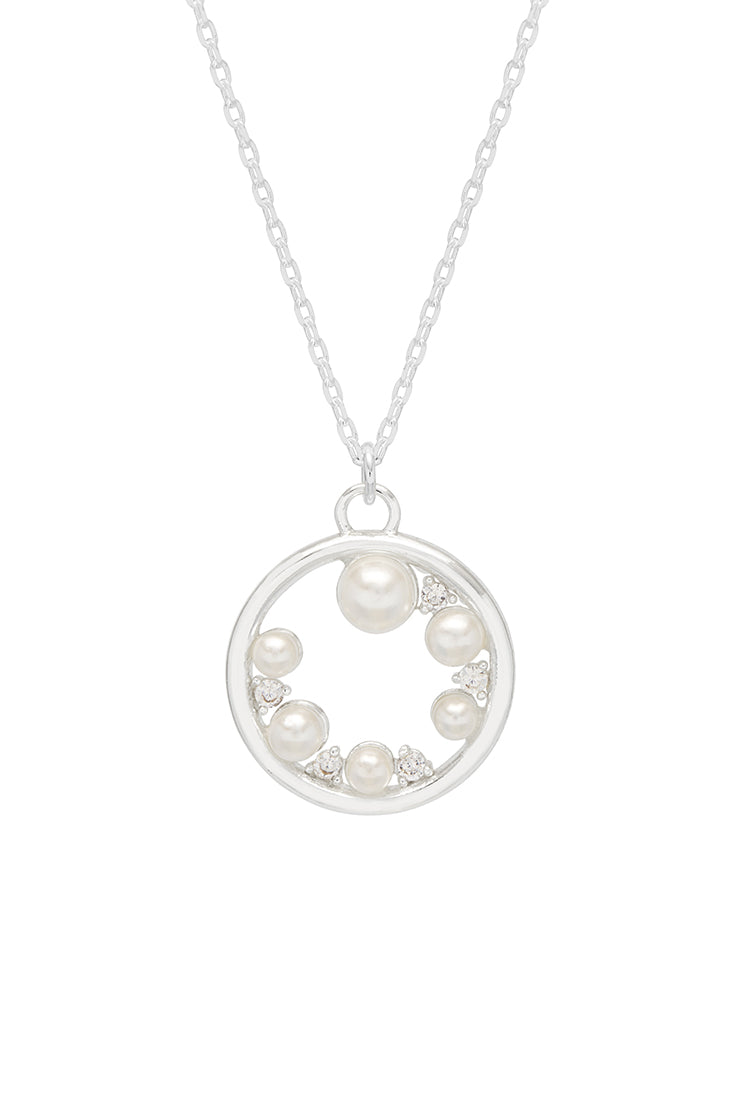 Elegant Pearl CZ Cut Out Pendant Necklace for Women - Perfect for Weddings, Parties & Special Occasions
