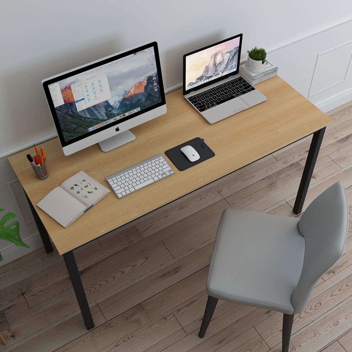 DlandHome Large Computer Desk - 63 Inch Long Home Office Table, Writing Desk, Study Table, Gaming Desk Workstation for Home, Office & Gaming Setup