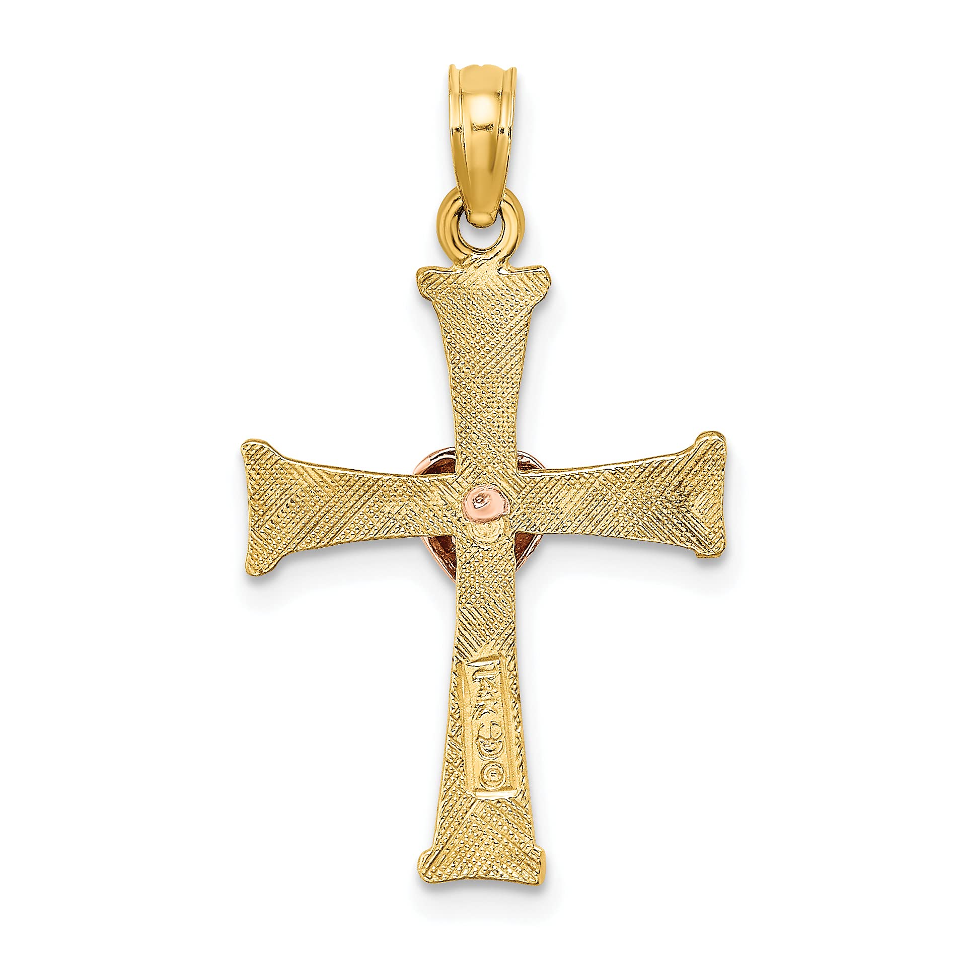 14K Solid Two Tone Gold Holy Cross Heart Love Necklace - Religious Jesus Christ Charm Pendant for Women & Men - Perfect for Baptism, Confirmation, Wedding & Daily Faith Jewelry