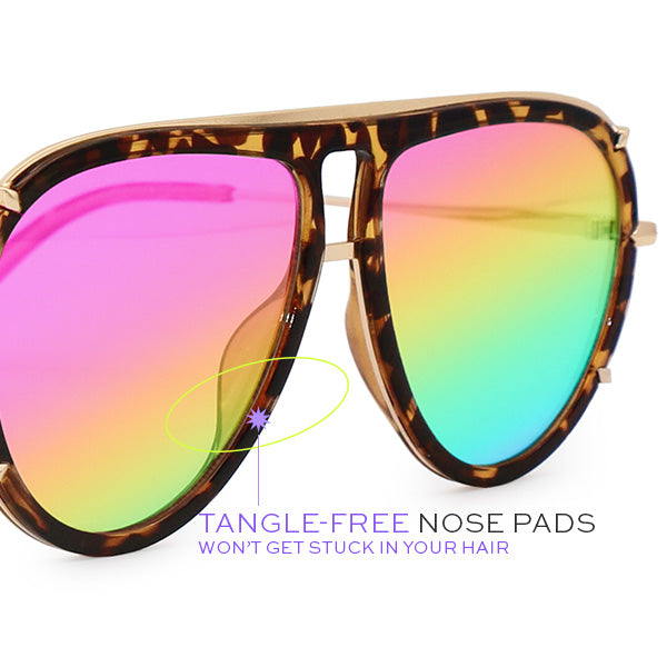 Ivy Luxe Pride Tangle-Free Round Aviator Sunglasses for Women - UV Protection Polarized Lenses for Driving, Beach & Outdoor Activities