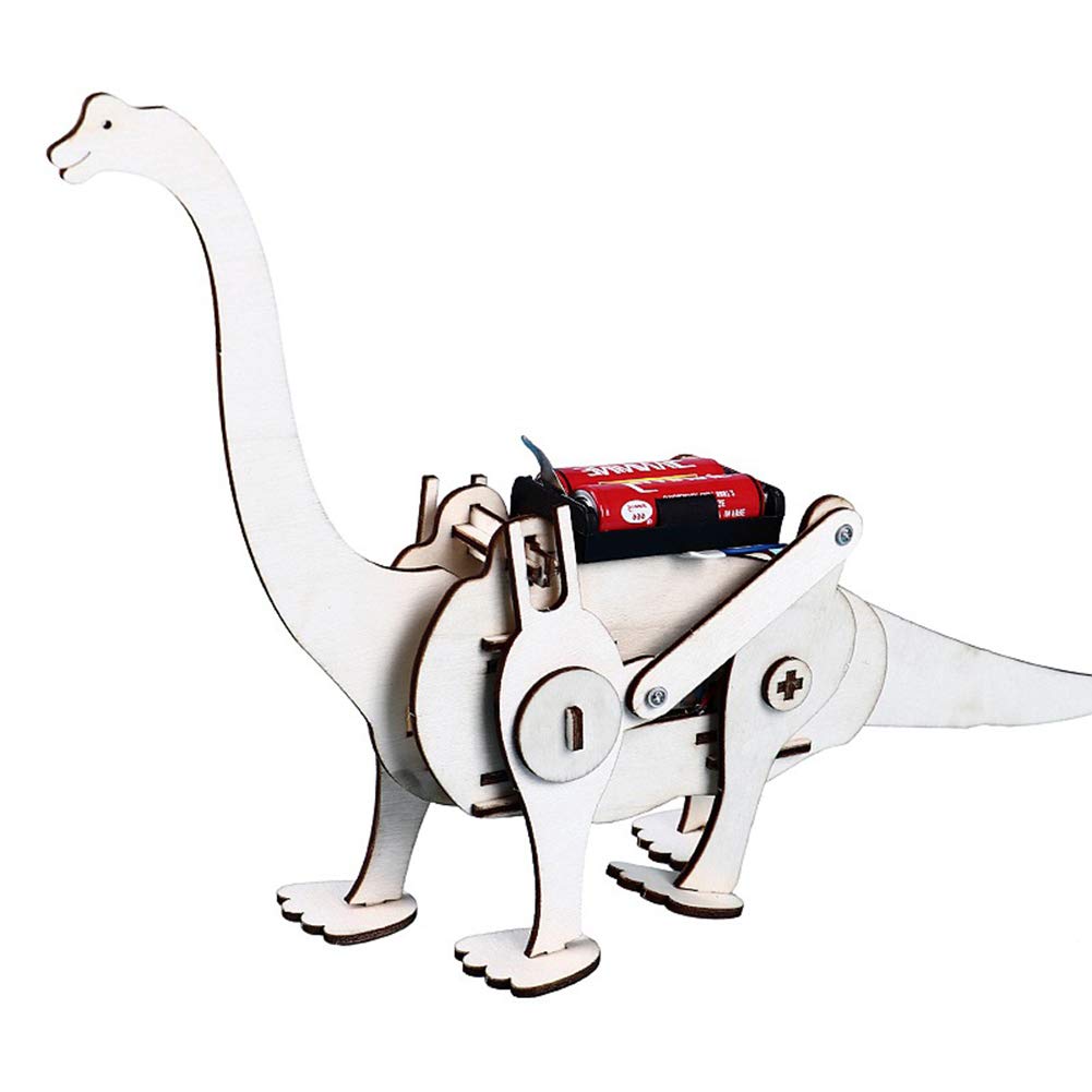 3D Wooden Puzzle DIY Robotic Dinosaur Kit - STEM Educational Science Toy with Battery Powered Walking T-Rex Model for Kids, Boys & Girls Ages 8-12 - Perfect for Science Projects, Birthday Gifts and Creative Playtime