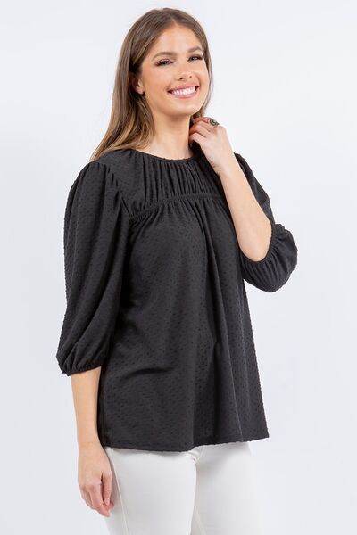Celeste Puff Sleeve Blouse with Bow Detail - Plus Size Women's Fashion Top for Work & Special Occasions