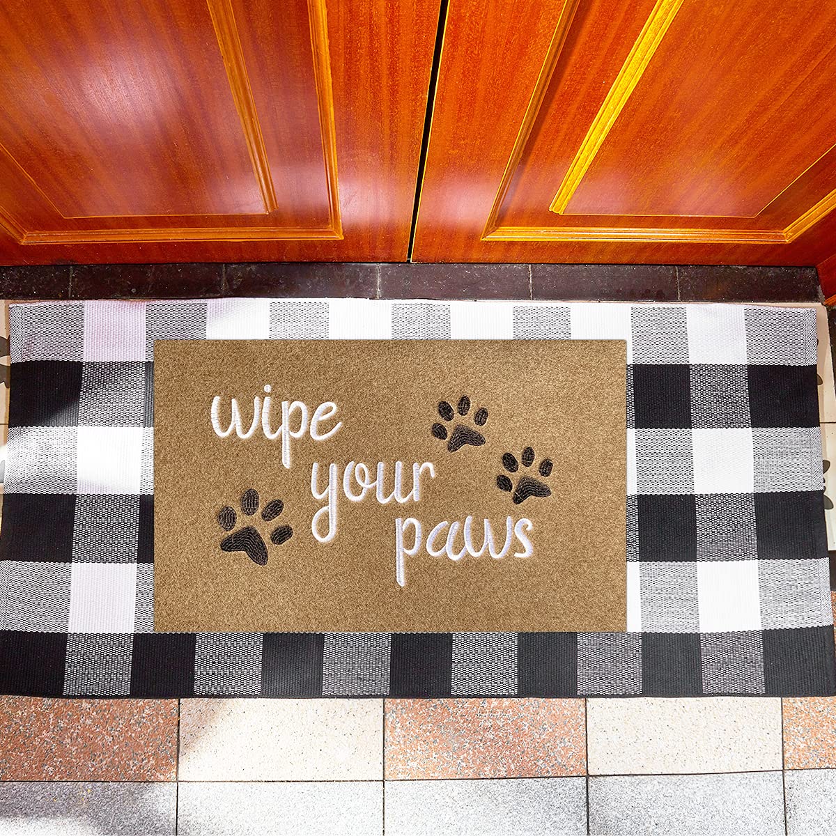 Non-Slip Absorbent Doormat for Front Door - Durable Rubber Welcome Mat with Funny 'Wipe Your Paws' Dog Design - Perfect for Entryways, Mudrooms & Pet Owners (18x30 Inches)