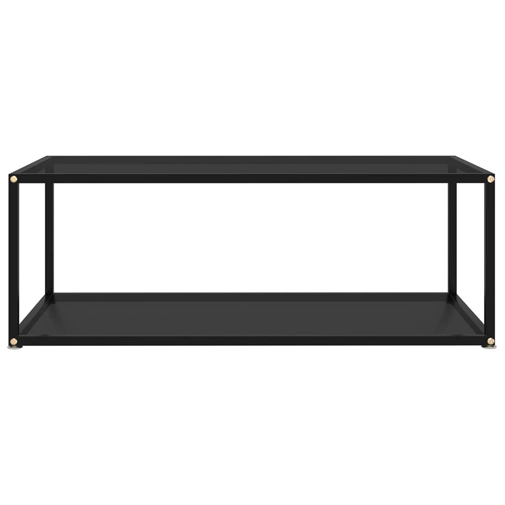 Modern Coffee Table with Tempered Glass Top & Storage Shelf - 2-Tier Powder-Coated Steel Frame End Table for Living Room, Bedroom - 39.4