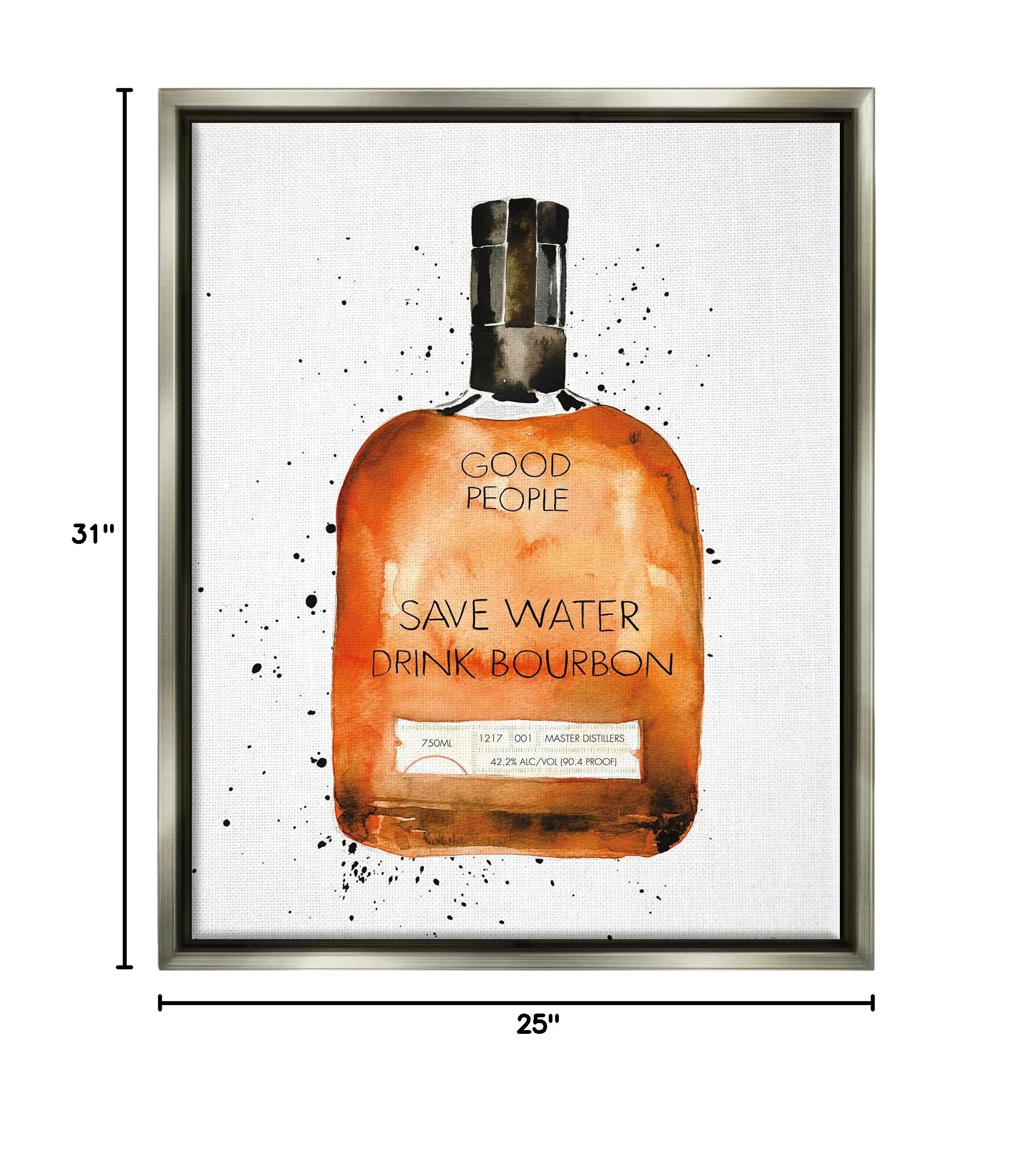 Stupell Industries 'Save Water Drink Bourbon' Whiskey Quote Wall Art - Common Liquor Bottle Design by Mercedes Lopez Charro - Perfect for Bar Decor, Man Cave & Bourbon Lover Gifts