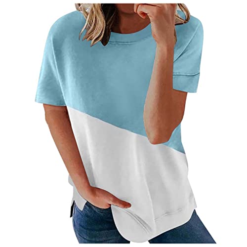 Women's Color Block Crewneck Tunic Tops - Summer Business Casual Blouse for Office & Outings | Cute & Stylish Workwear & Everyday Wear