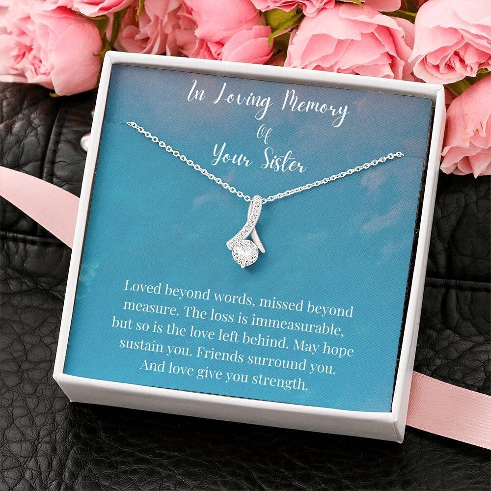 Handmade Memorial Necklace - Personalized Sister Gift in White & Gold for Loving Memory