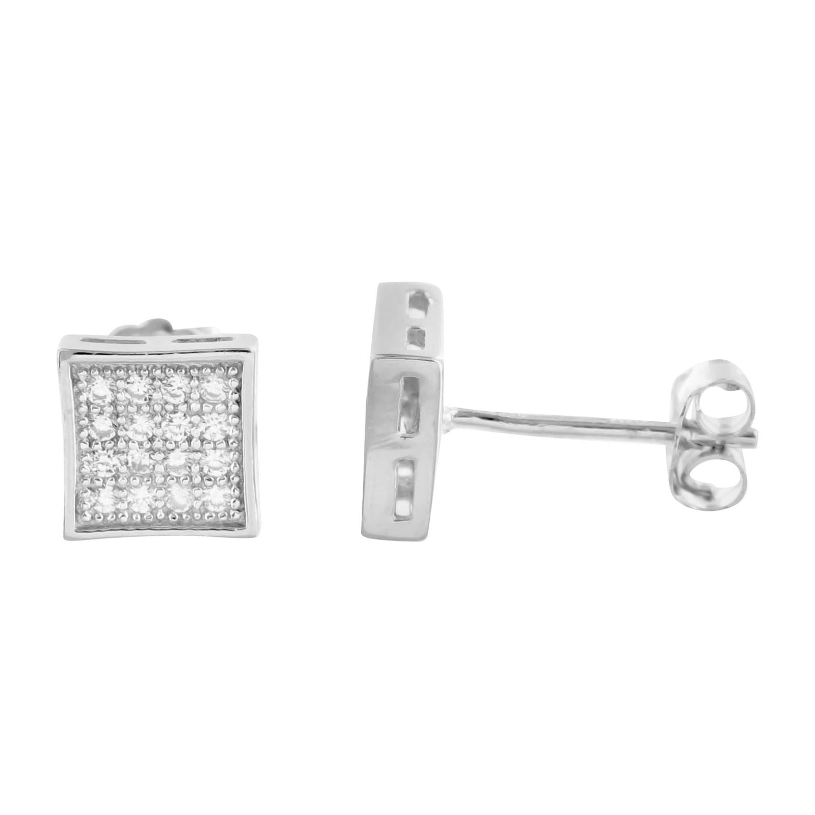 Lab Grown Diamond Sterling Silver Square Kite Stud Earrings for Women - Perfect for Weddings, Parties & Everyday Elegance