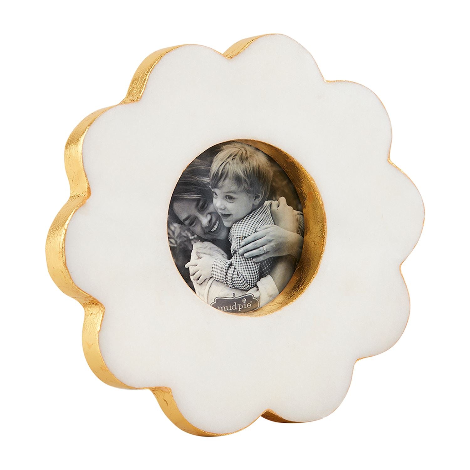 Elegant Marble Scalloped Mini Picture Frame - Perfect for Wedding Photos, Baby Pictures & Home Decor
