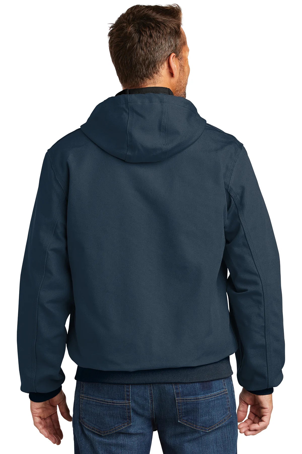 Carhartt Men's Thermal Lined Duck Work Jacket - Heavy Duty Winter Coat with Insulation, Dark Navy Blue - Ideal for Construction, Outdoor Jobs & Cold Weather Activities