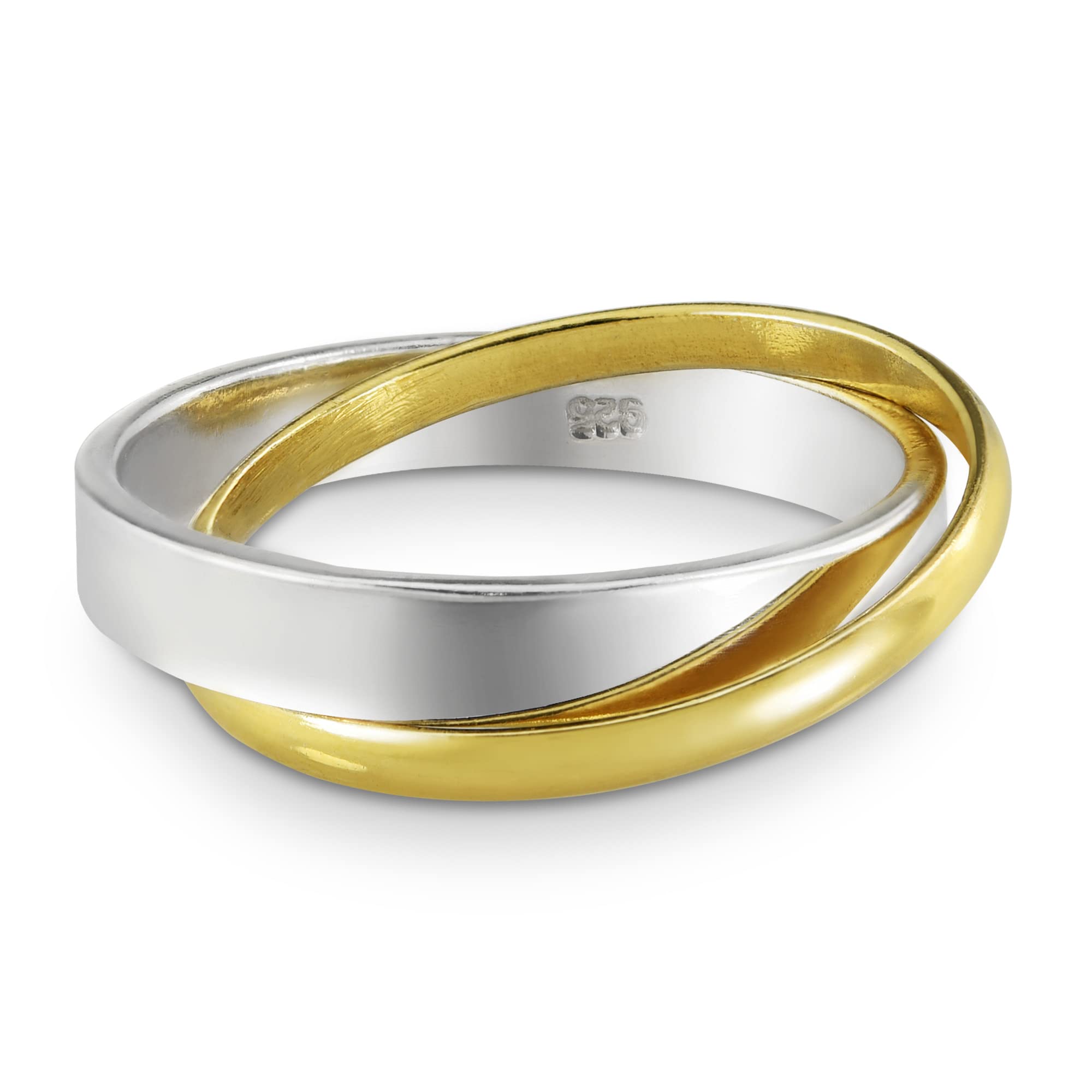 AeraVida Eternal Two Tone Interconnected Gold Plated .925 Sterling Silver Ring for Women | Classic Wedding Band, Casual Comfort Fit Jewelry | Unisex Couple Rings Size 6-9 | Perfect for Anniversaries, Engagements & Everyday Wear