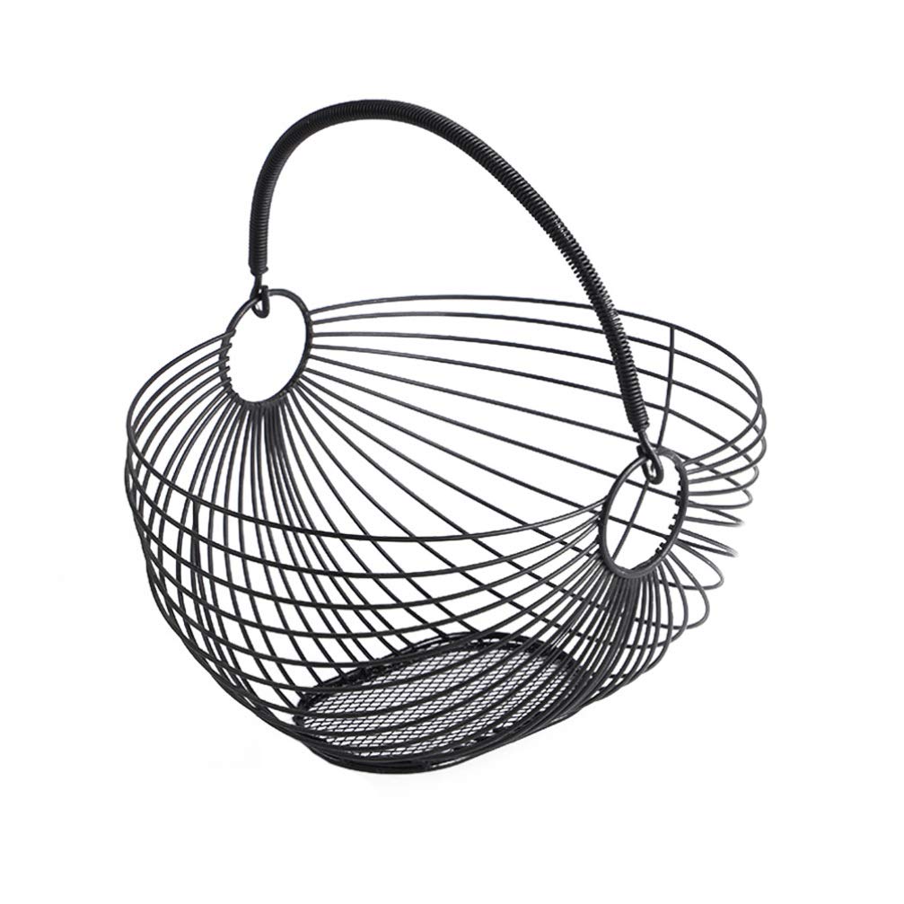 Stainless Steel Wire Fruit Basket - Kitchen Countertop Storage Organizer for Fruits, Vegetables, Eggs & Bread | Durable Metal Wire Basket with Handle for Snacks, Potpourri & Home Decor | Perfect for Pantry, Dining Table & Farmhouse Kitchen