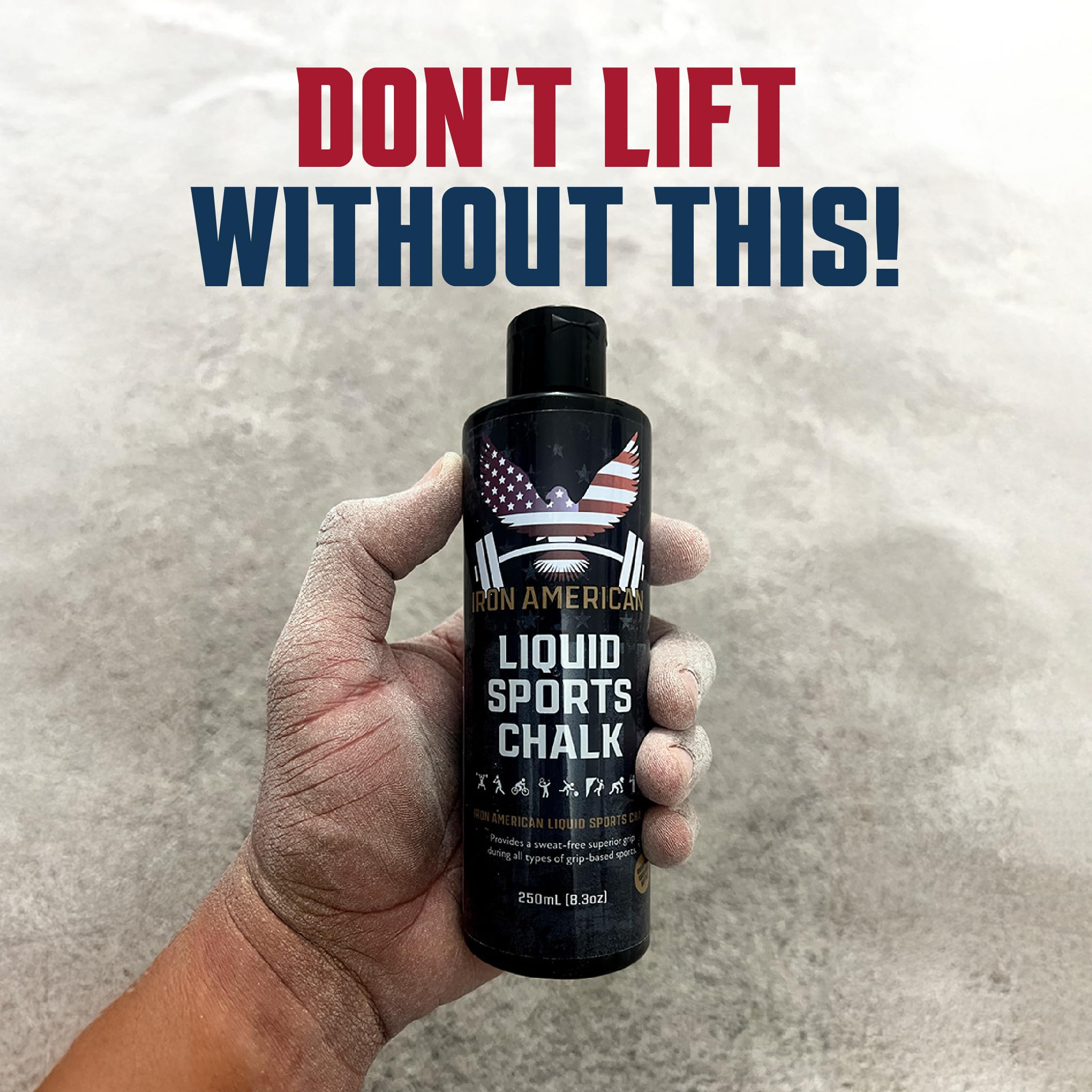 IRON AMERICAN Liquid Chalk - No Mess Long Lasting Grip Chalk for Weightlifting, Gymnastics, Rock Climbing & Fitness Training | Advanced Hand Chalk for Gym | Perfect for CrossFit, Powerlifting & Outdoor Workouts