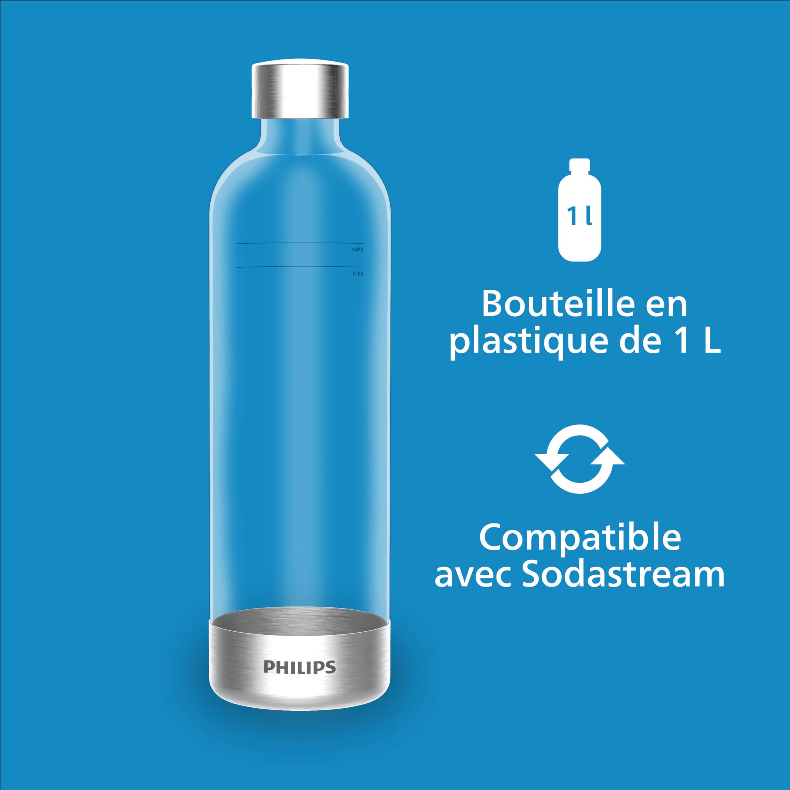 Philips GoZero ADD4902WH/10 Machine à Soda Sans BPA 1L Blanc - Idéal pour Maison, Bureau et Fêtes