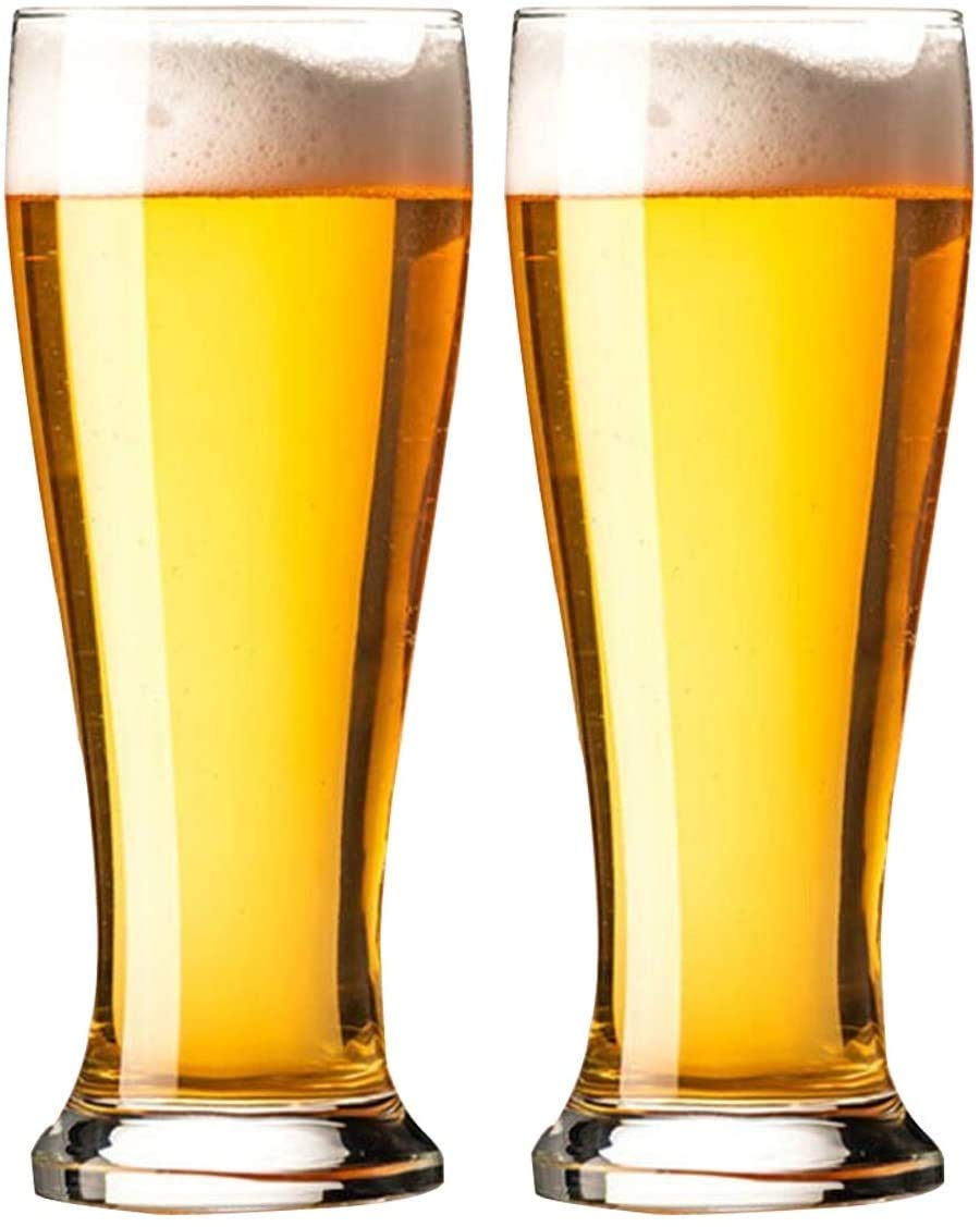 Premium 20oz Beer Glasses Set of 2 - Classic Glass Beer Mugs for Men, Wine Tasting Cups & Cocktail Tumblers - Perfect for Home Bars, Parties & Gifts