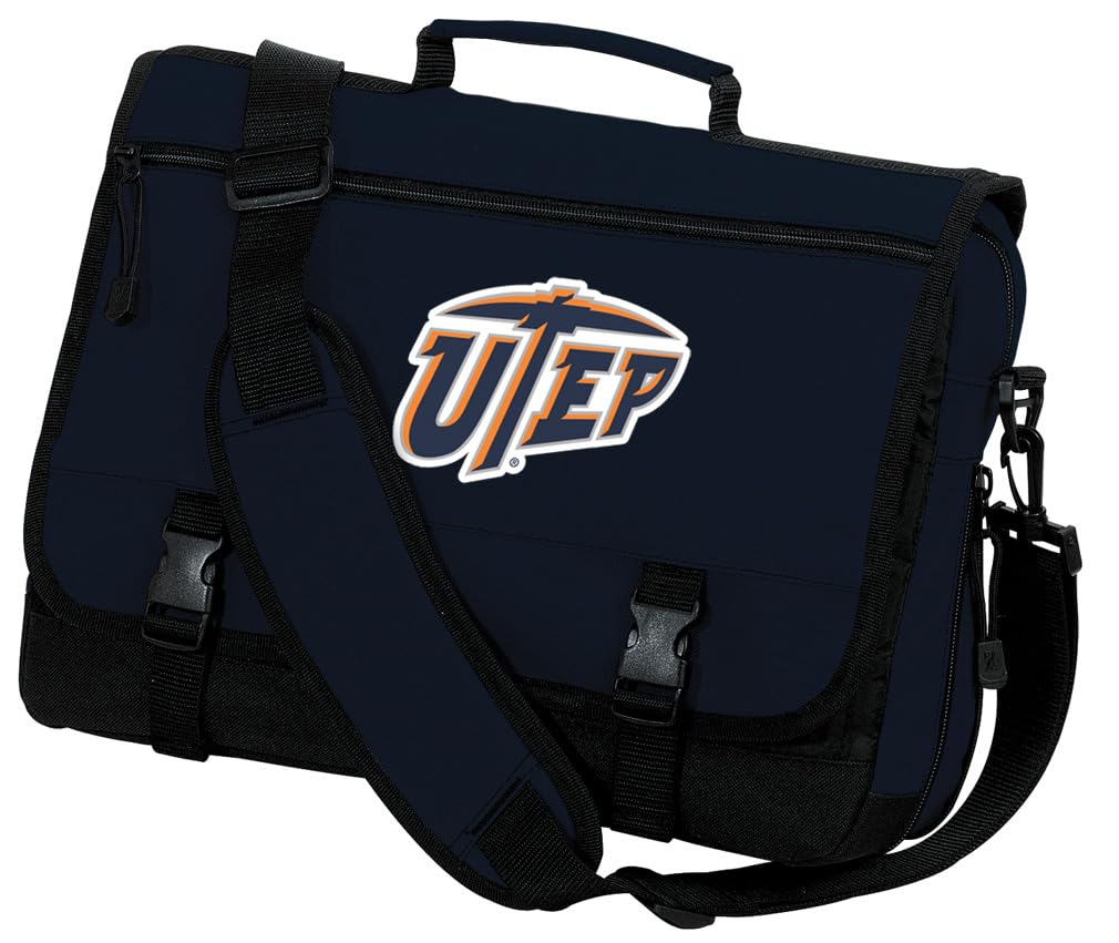 UTEP Miners Laptop Messenger Bag - Black Medium Size Computer Bag for University of Texas at El Paso - Perfect for School, Work & Travel